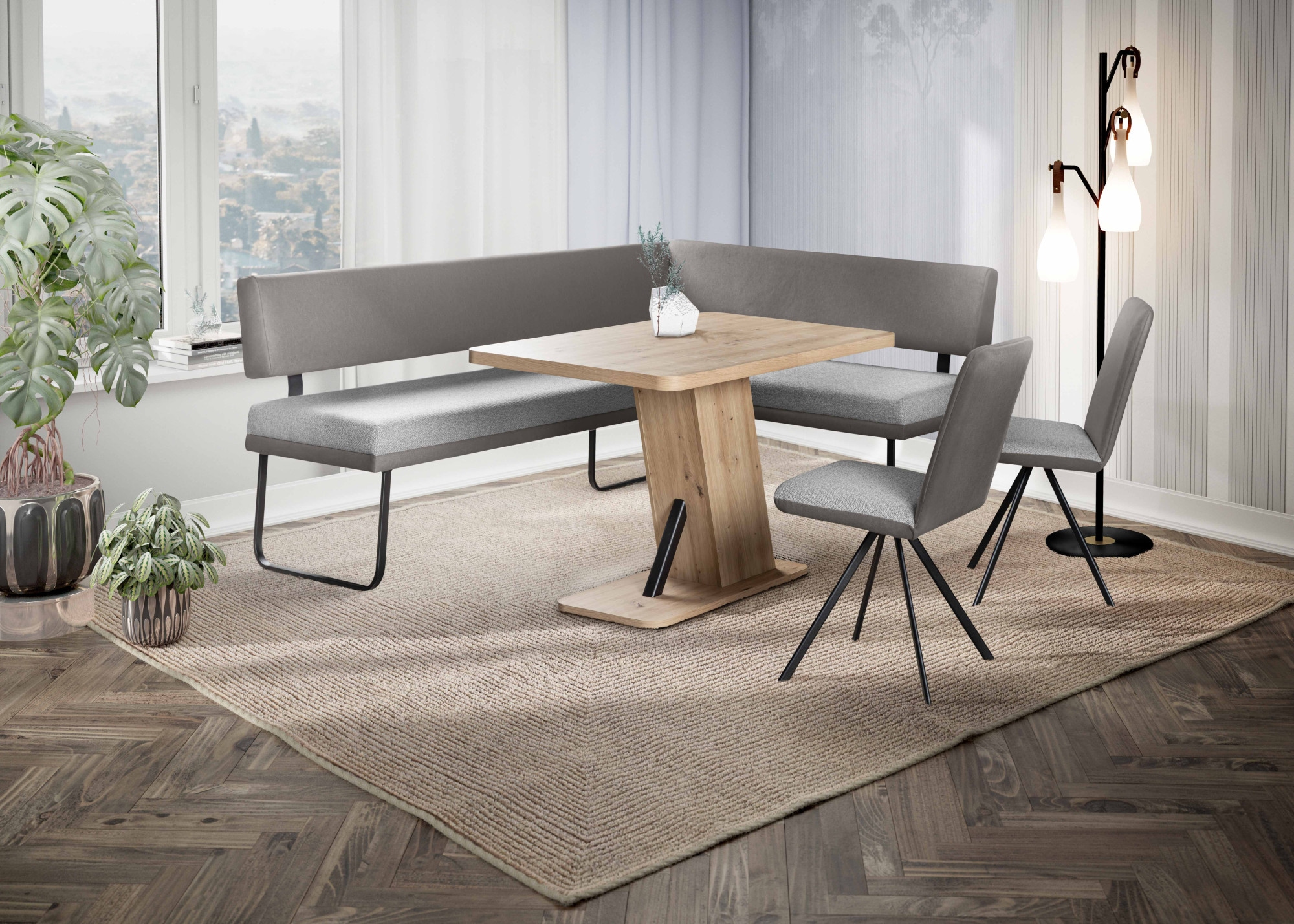 OTTO home Eckbank »Gabi Esszimmerbank, Bank, Küchenbank, Polsterbank« Gestell aus matt-schwarzem Flachmetall, stabil, 2-Stoff-Design