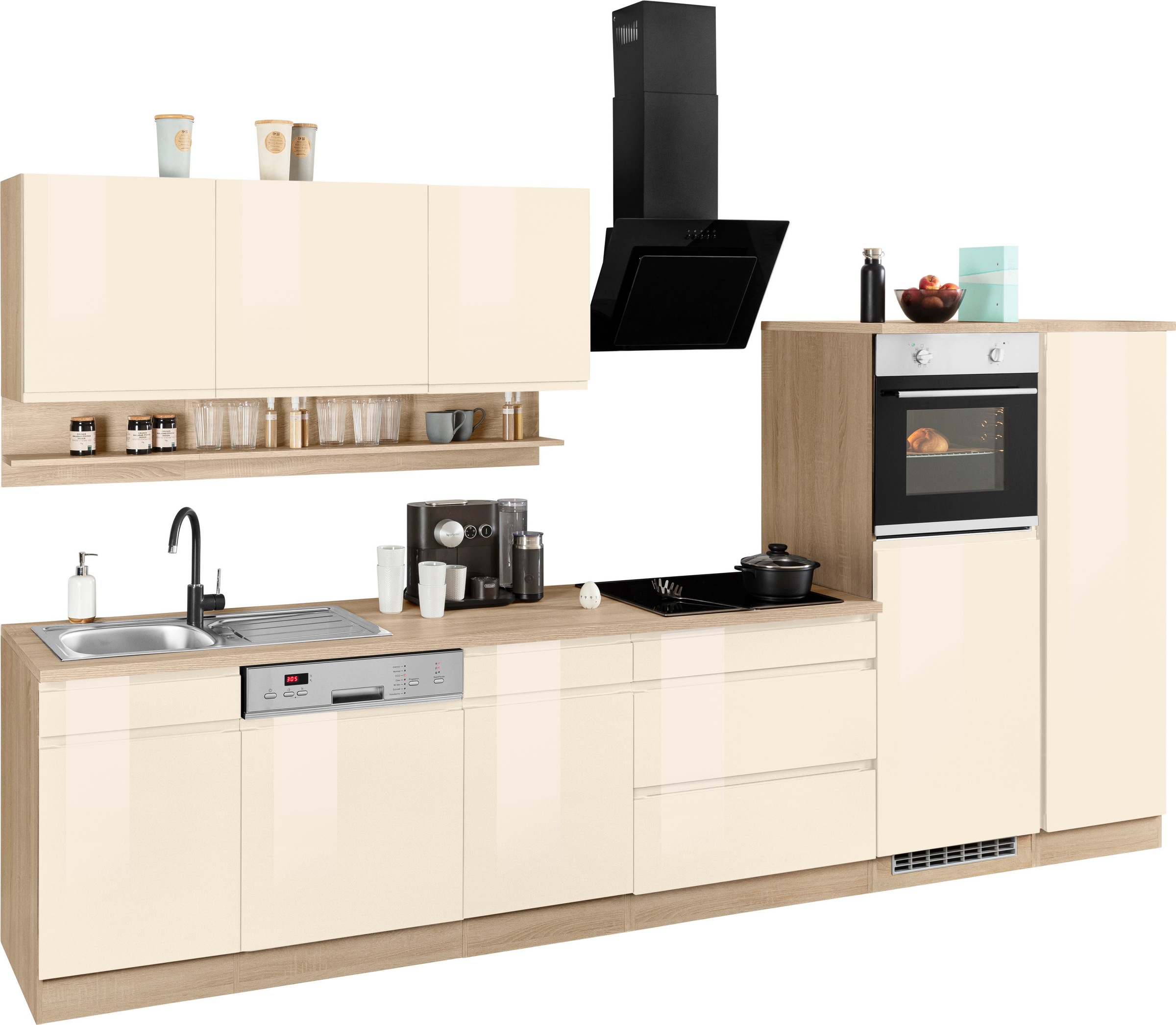 KOCHSTATION Küchenzeile »KS-Virginia«, Breite 350 cm, mit Glaskeramik-oder Induktionskochfeld