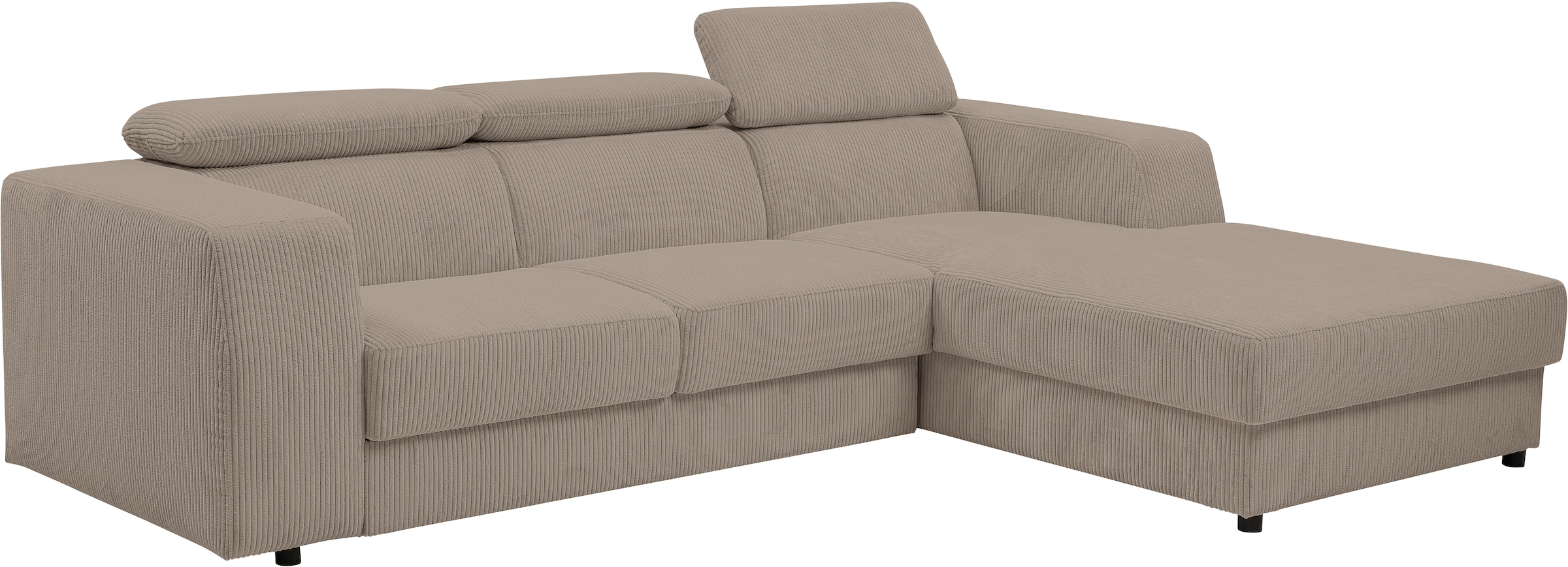 WERK2 Ecksofa »Cherry, modernes Sofa mit Komfortfunktionen, Breite 270cm, L-Form,«, bequem, mit verstellbaren Kopfteilen, Schlaffunktion und Bettkasten