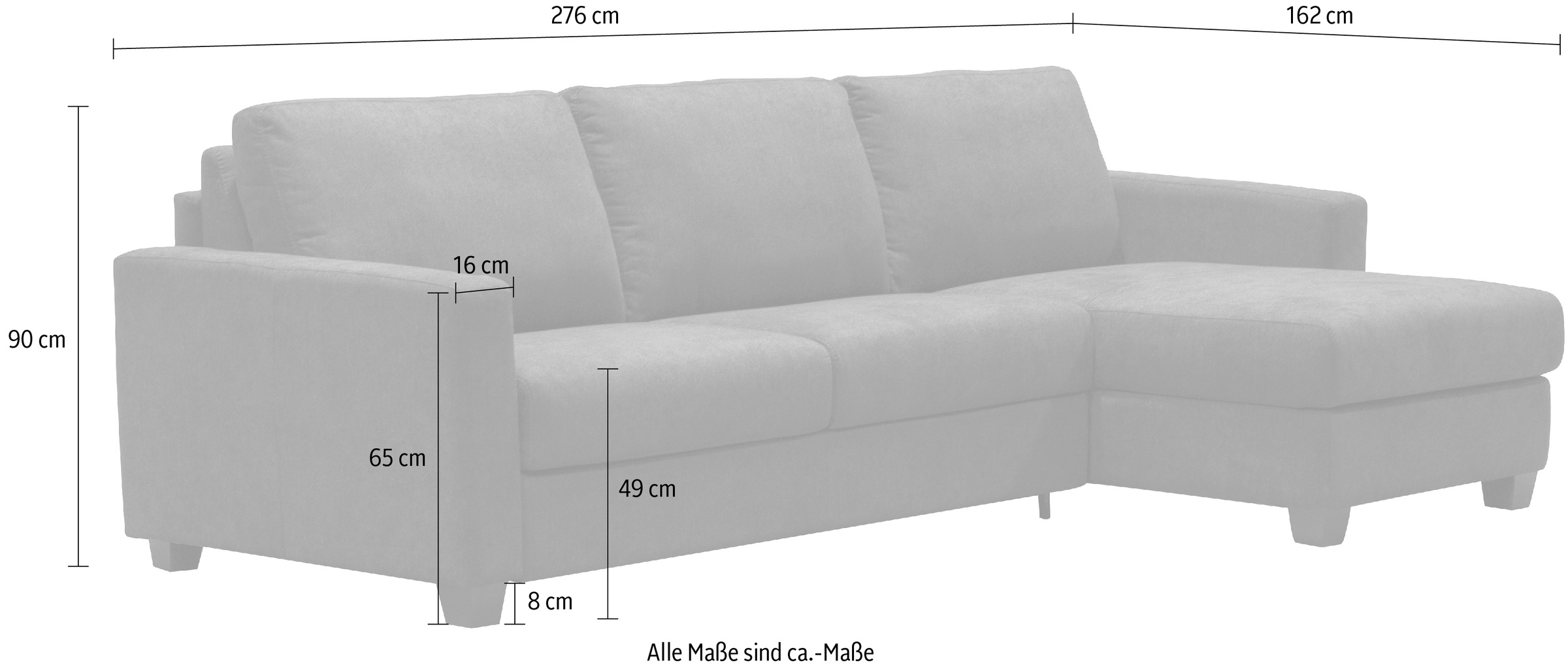 Nias Italia Ecksofa »Avellino«, mit Bettfunktion, Matratze und Metallgestell,  Liegefläche 140/208 cm kaufen bei OTTO