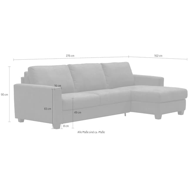 Nias Italia Ecksofa »Avellino«, mit Bettfunktion, Matratze und Metallgestell,  Liegefläche 140/208 cm kaufen bei OTTO