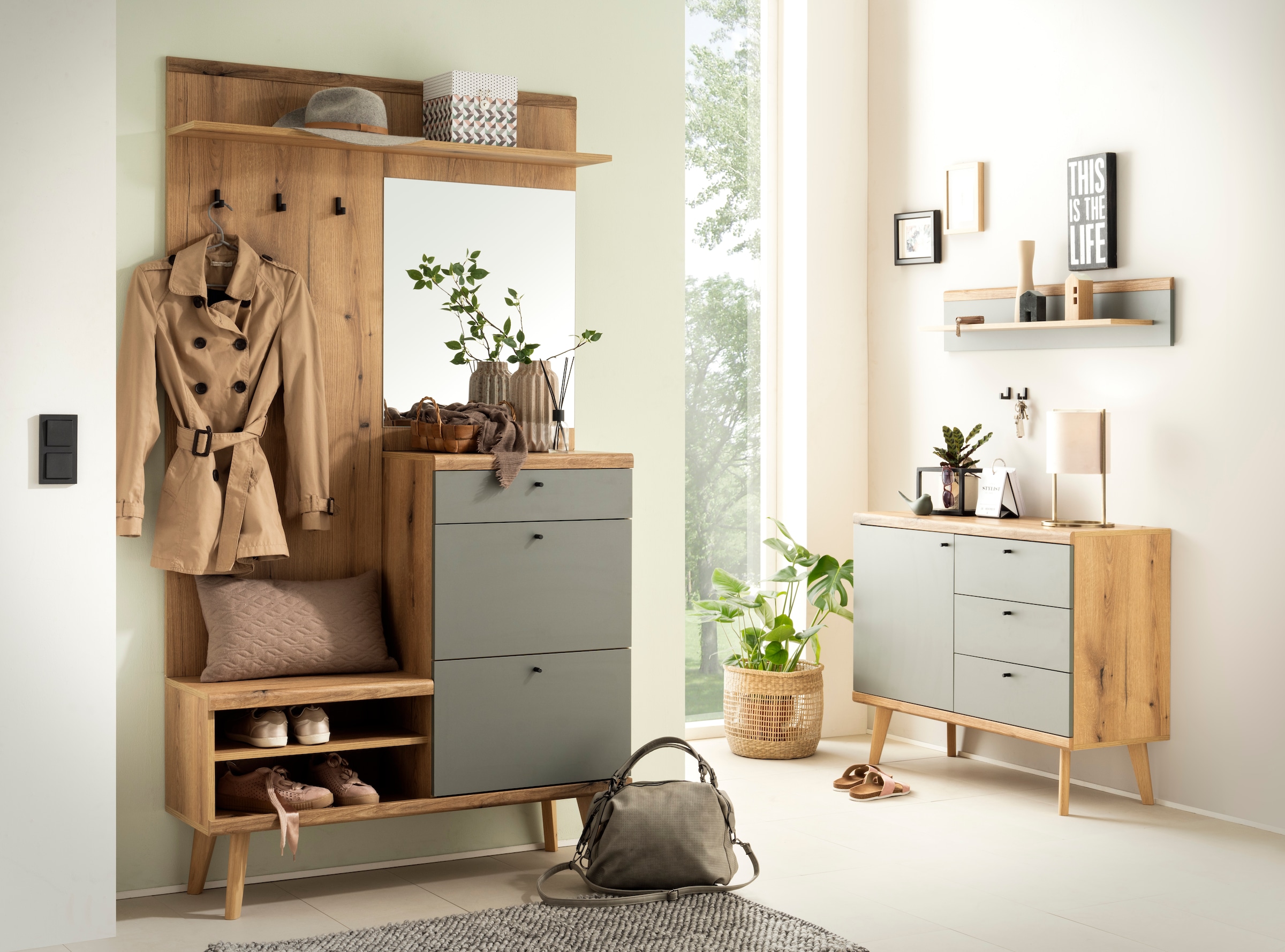 Garderoben-Set »Mavas, Garderobe mit Stauraum, Garderobenschrank im Scandic Design«,...