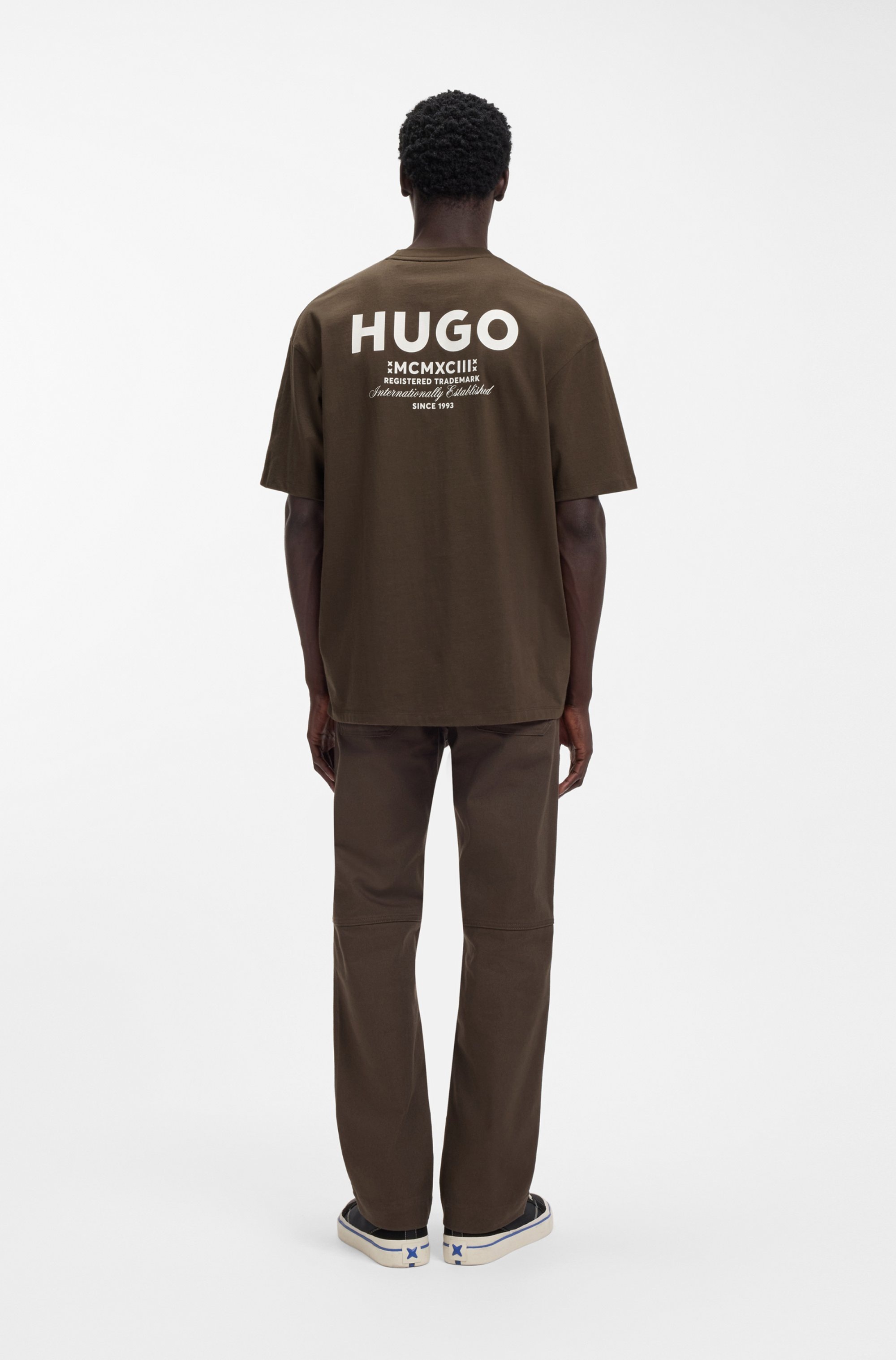 HUGO Blue T-Shirt »Nalono« mit Logodruck, Oversized Look mit Backprint