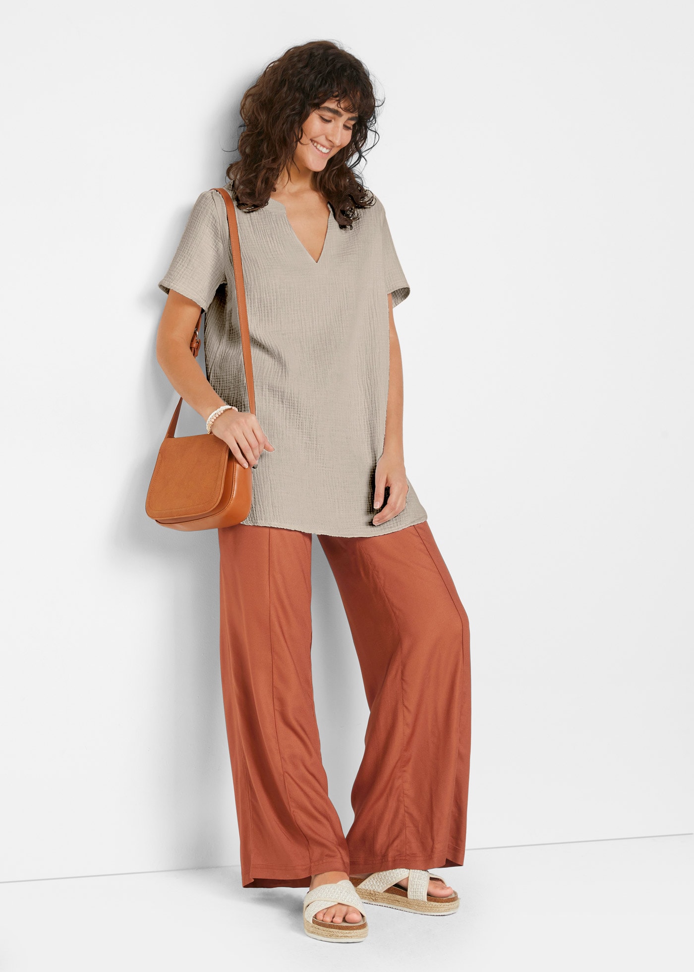 bonprix Longtunika , Musselin Long-Tunika aus reiner Baumwolle
