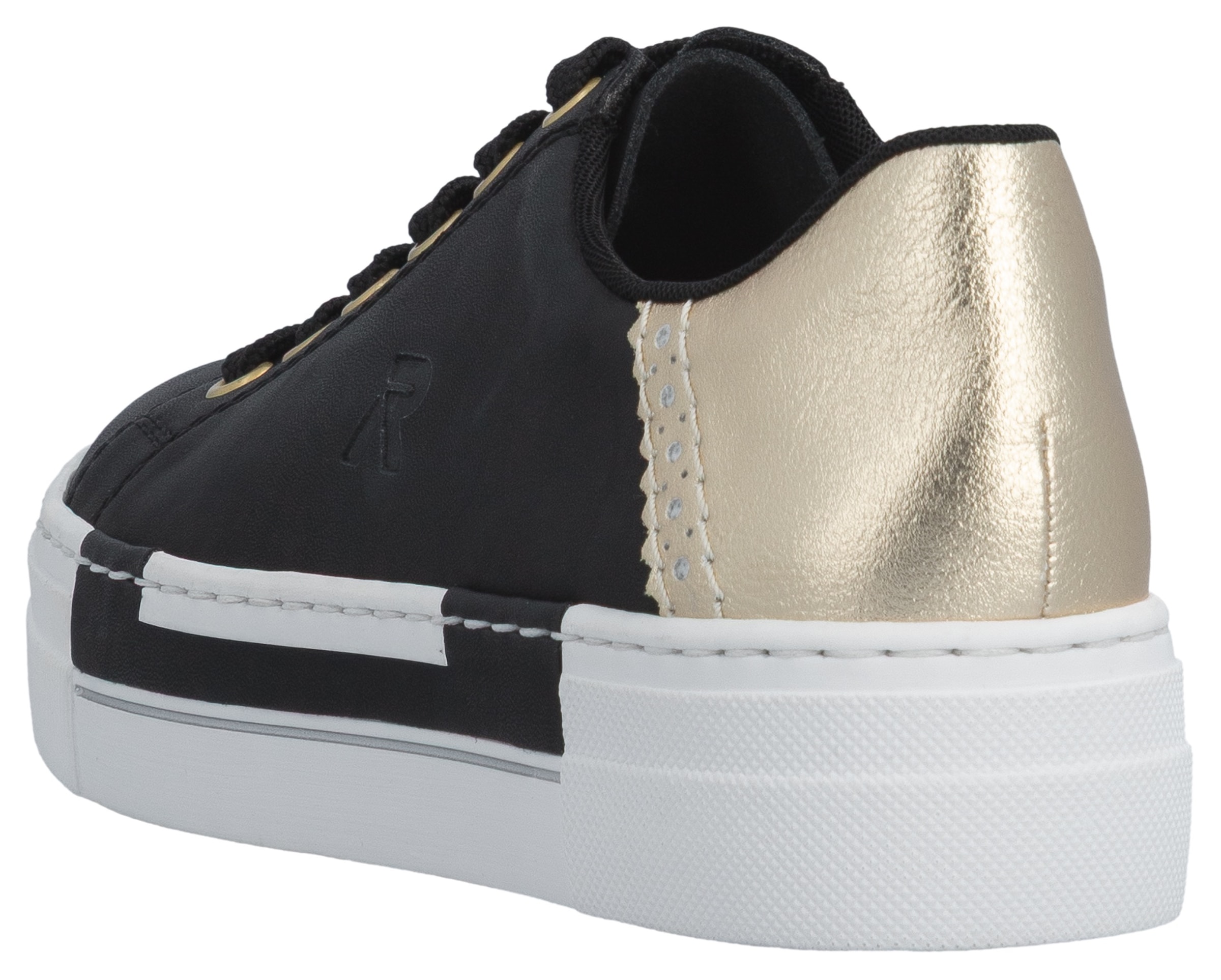 Rieker Plateausneaker  mit Metallic-Fersenkappe, Freizeitschuh, Halbschuh, Schnürschuh