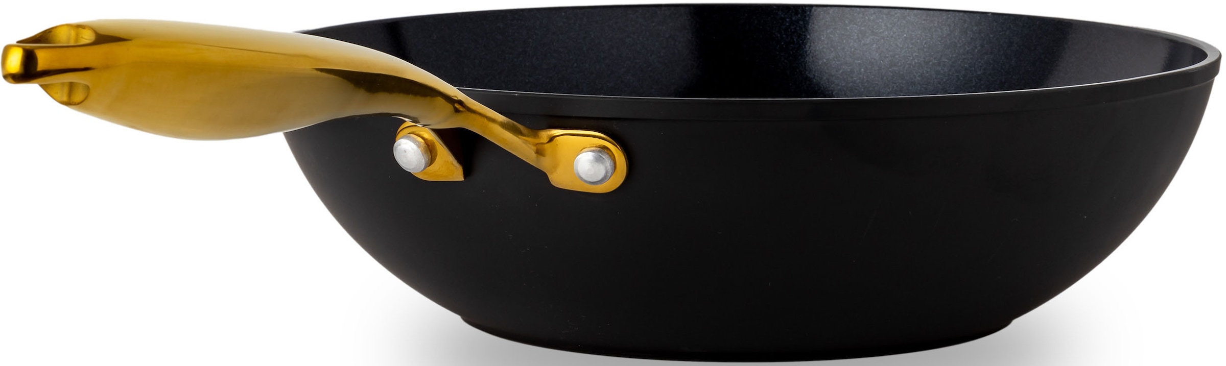 HENSSLERS Wok »HSN«, Aluminium, (1 tlg.), BLACK CERAMIC Antihaftbeschichtung, goldener Edelstahlgriff, Induktion