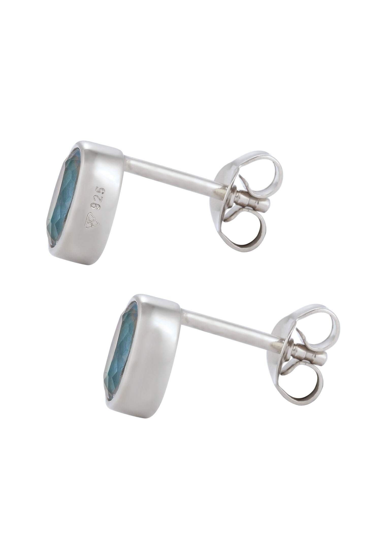 Elli Paar Ohrstecker »Ohrringe Ohrstecker Oval Topas Hellblau 925 Sterling Silber«