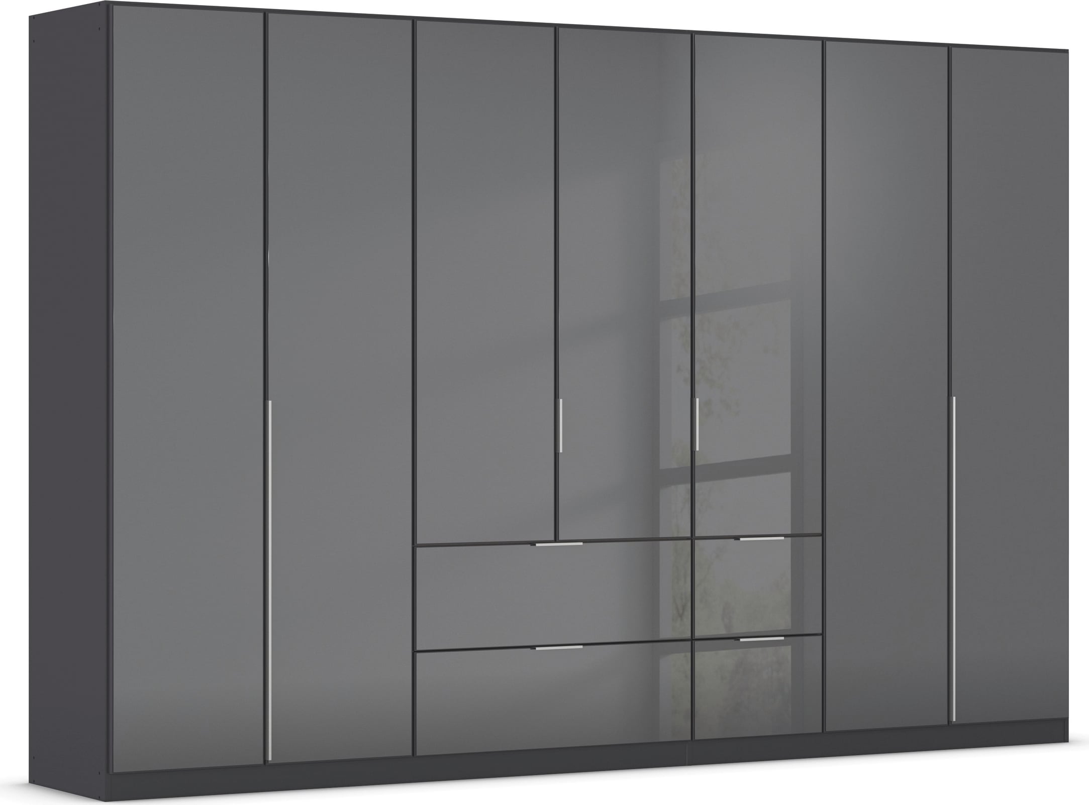 OTTO home Drehtürenschrank »Kleiderschrank Kleiderschränke Schrank Garderobe AGORDO mit Glasfront« in zwei Griff-Farben, Breiten 91-360 cm,  mit Außenschubkästen, in 7 Breiten und 2 Höhen MADE IN GERMANY