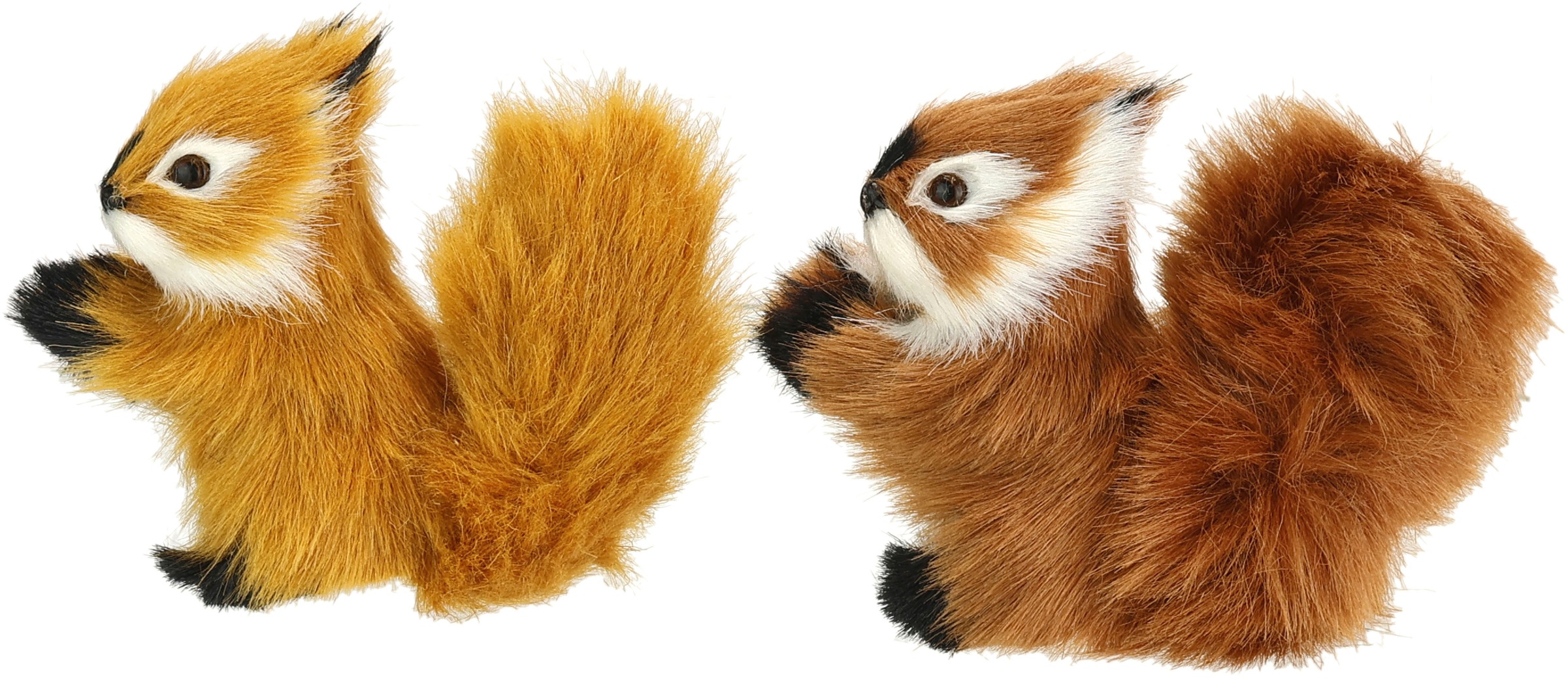 I.GE.A. Dekofigur »Tierfigur mini Eichhörnchen«, 2er Set aus Kunstfell Statue Ornamente Pelz Plüschtier Waldtier