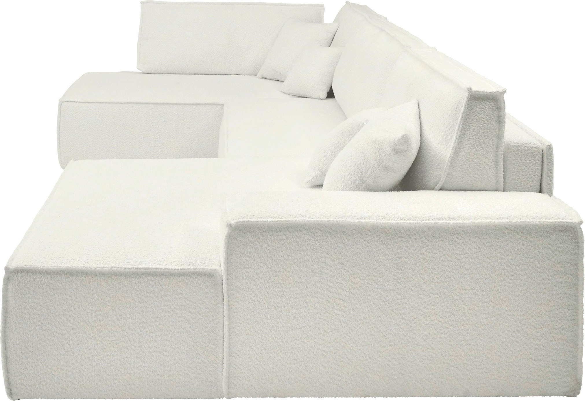 OTTO home Wohnlandschaft »FINNLEY U-Form XXL 329 cm - OTTO. Verlässliche Qualität.« Schlafsofa, Bettkasten, in Bouclé, Struktur fein und Mega Cord