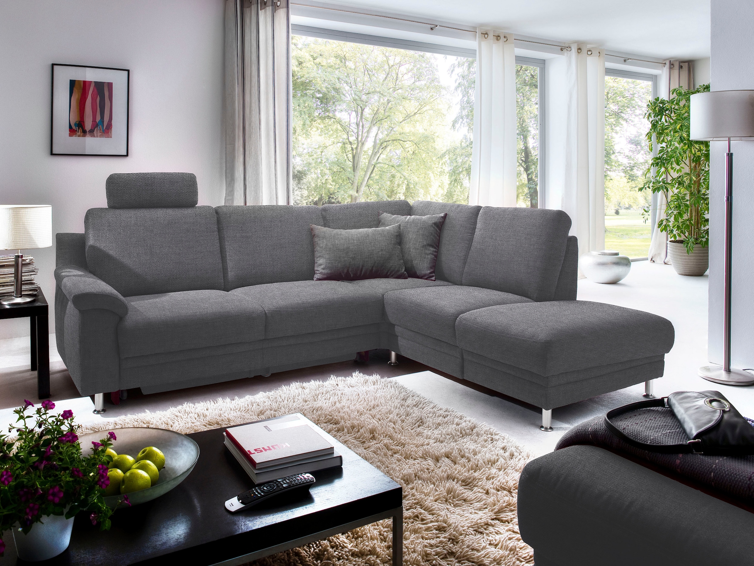 3C Carina Ecksofa »Korfu L-Form« incl.- 1 Kopfstütze, wahlweise mit Schlafunktion und Stauraum