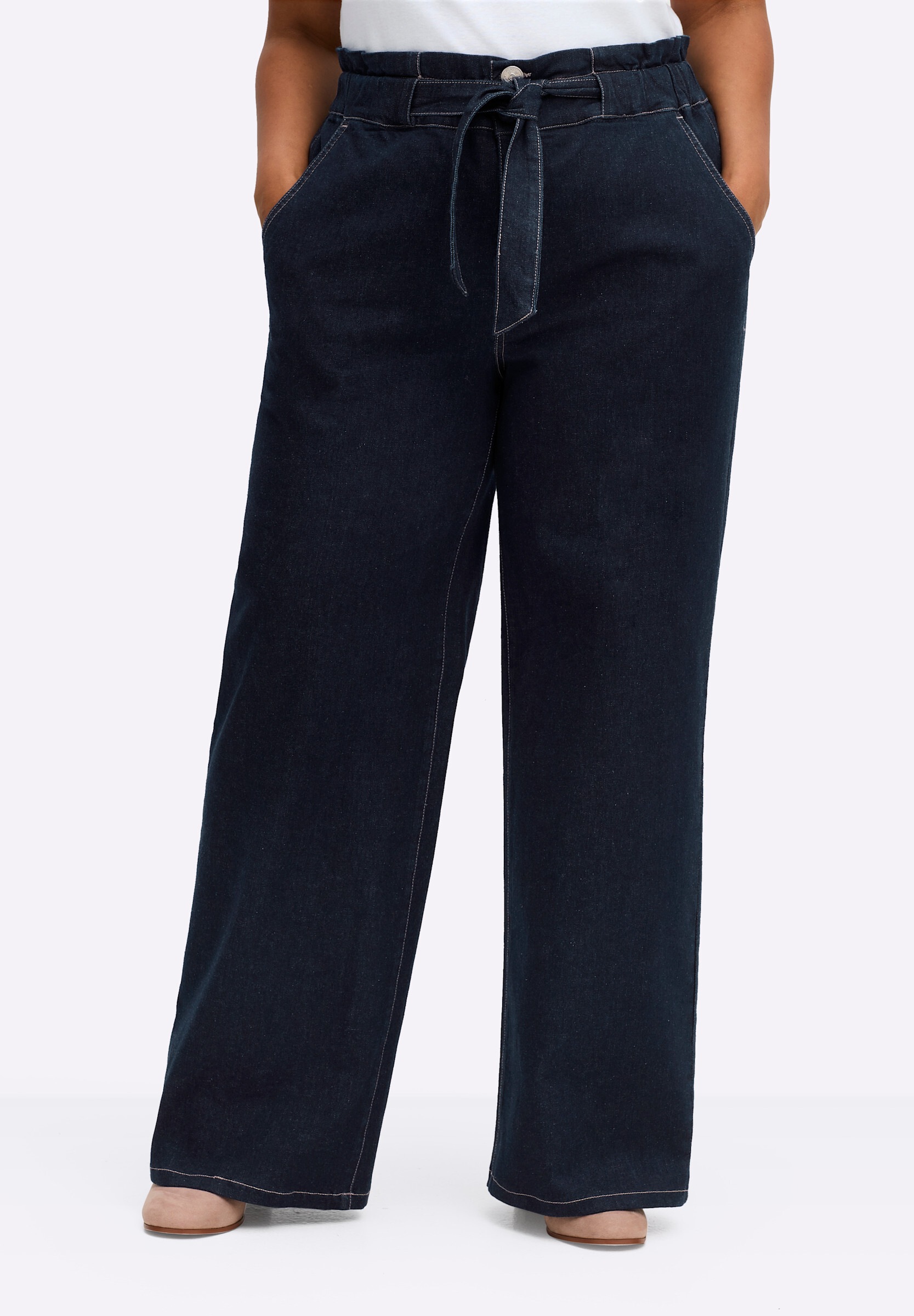 Sheego Schlupfjeans »Jeans Jeans in Paperbag-Optik, mit Bindeband«