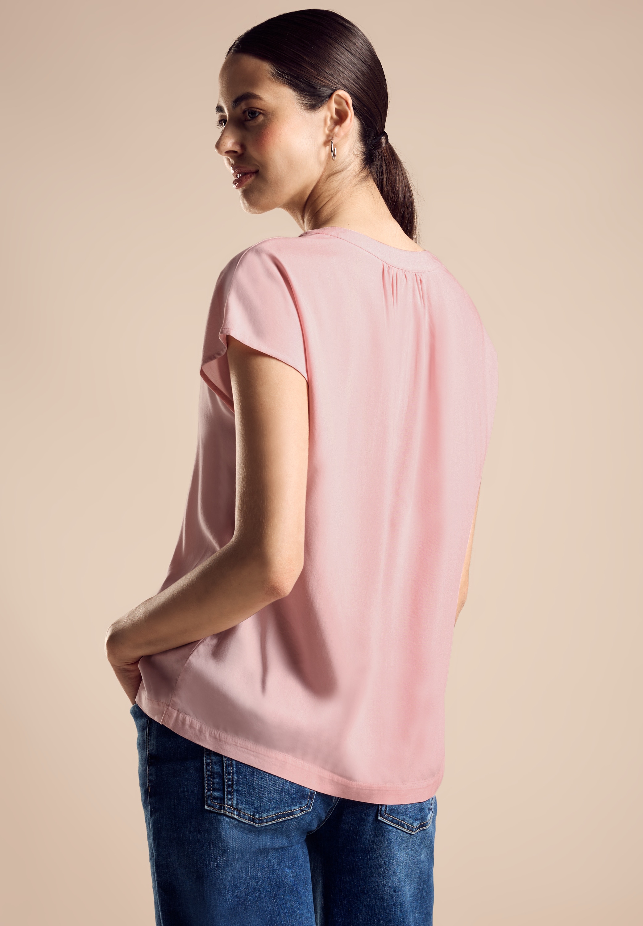 STREET ONE Kurzarmbluse, Blusenshirt aus reiner Viskose