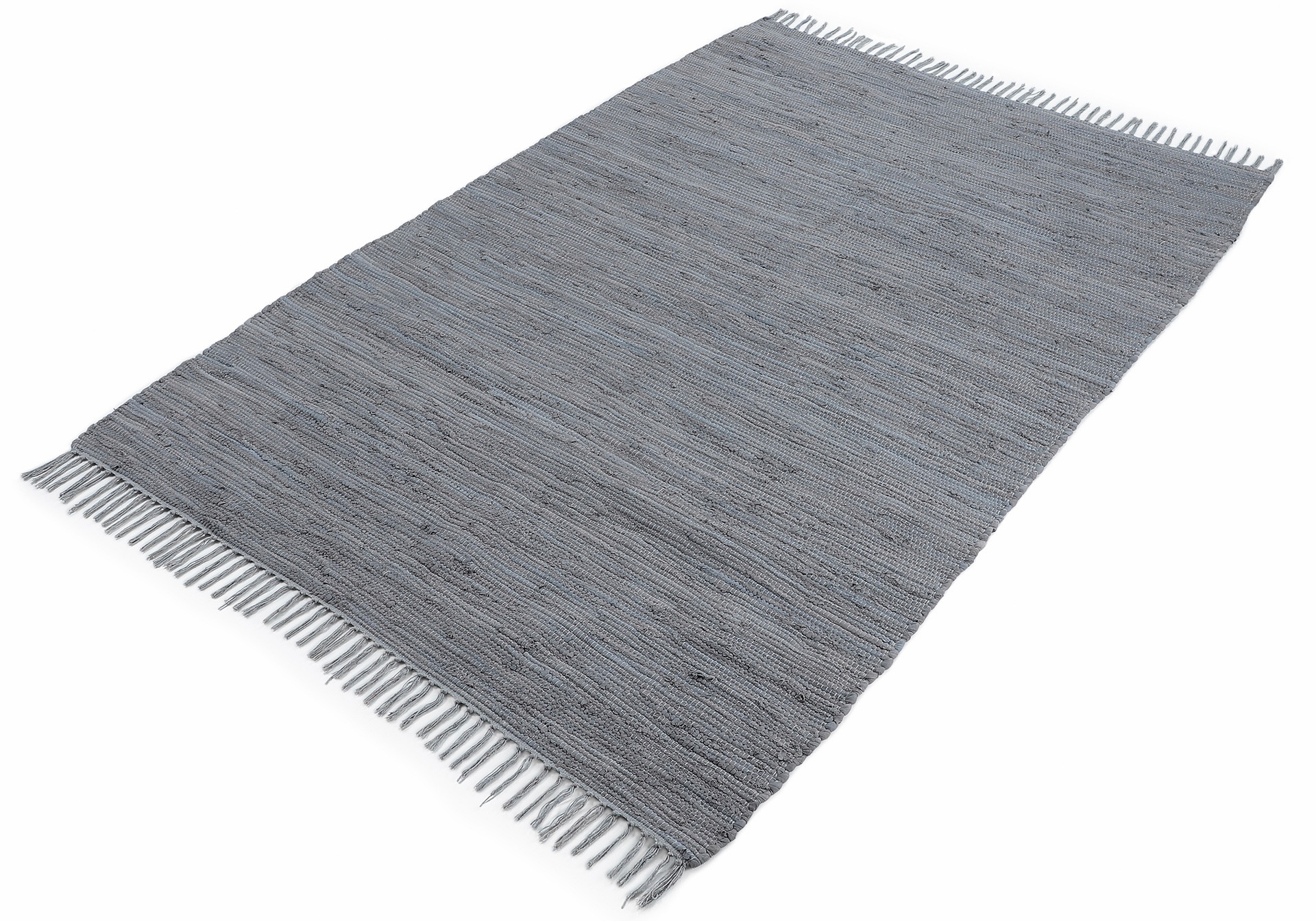 carpetfine Teppich »Kelim Chindi uni, auch als Läufer«, rechteckig, 5 mm Höhe, Wendeteppich, reine Baumwolle, handgewebt, Uni-Farben, mit Fransen
