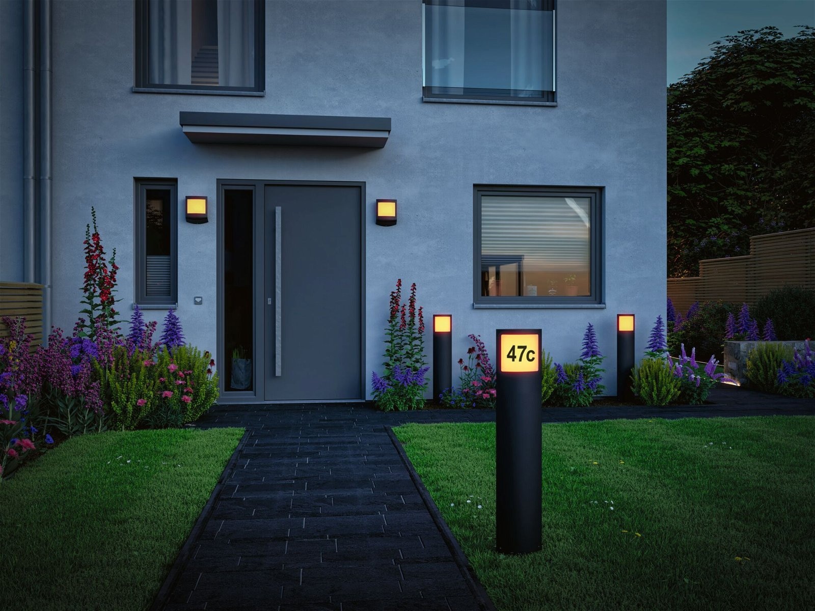 Paulmann LED Pollerleuchte »Padea IP44 847mm 3000K 8,5W 700lm 230V Anthrazit Kunststoff«, 1 flammig, Dämmerungssensor Bewegungsmelder seewasserresistent