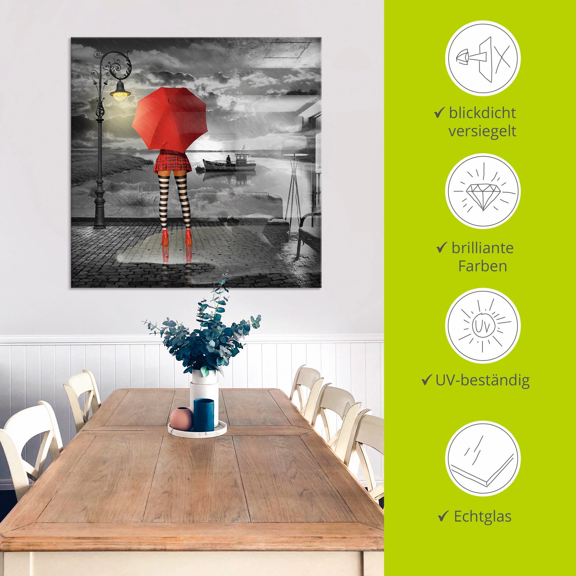 Artland Glasbild »Sonnige Aussichten«, Frau, (1 St.), in verschiedenen Größen