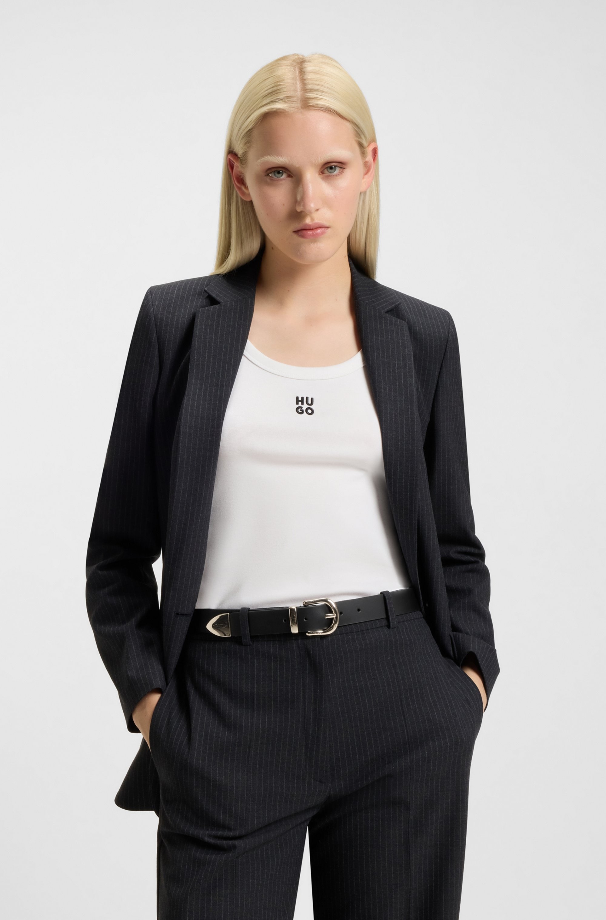 HUGO Ledergürtel »Nora Tri Sz30«, mit goldfarbener Spitze