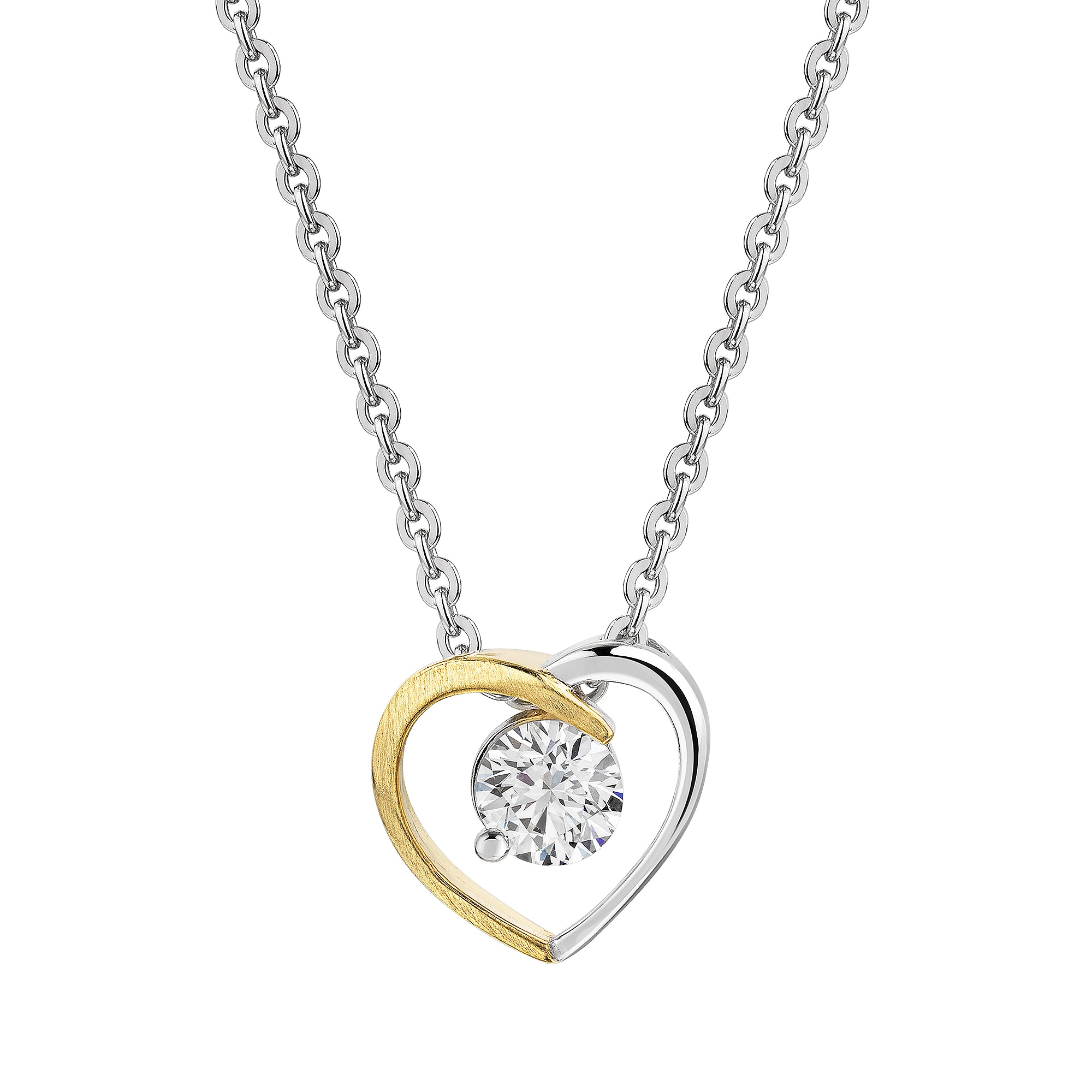 Firetti Kette mit Anhänger »Schmuck Geschenk Silber 925 Halskette Anhänger Herz Solitär Lab Grown« mit Brillant