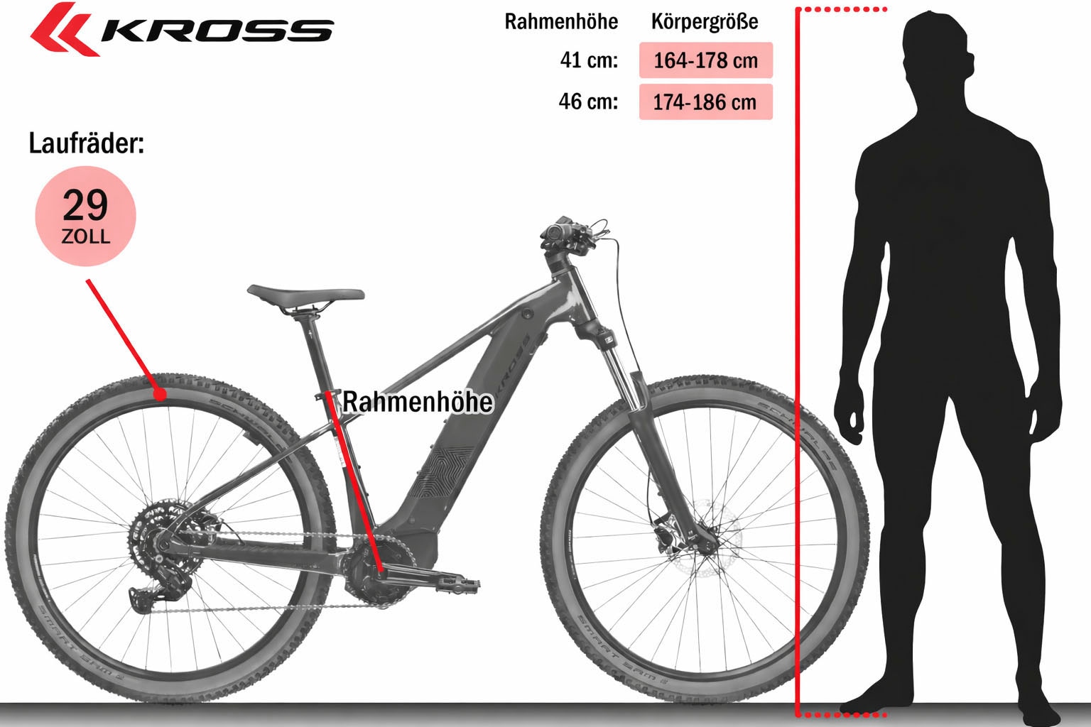 Kross »Influx Hybrid 2.0 16,7Ah / 600 Wh 29 Zoll blau 9 Gänge 2026« 9 Gang Shimano CUES U4000 Schaltwerk Kettenschaltung Mittelmotor 250 W