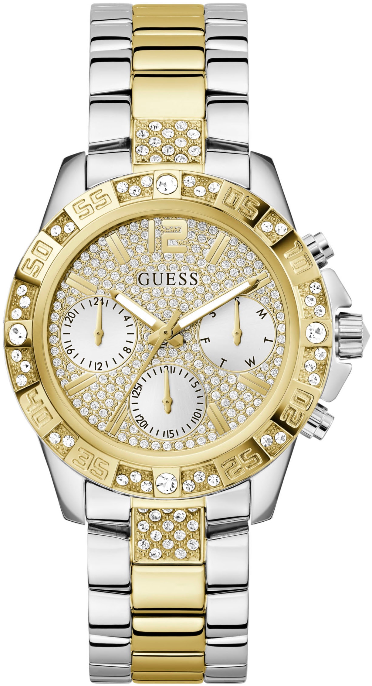 Guess Multifunktionsuhr »MAJESTY«, Quarzuhr, Armbanduhr, Damenuhr, Datum, Edelstahlarmband