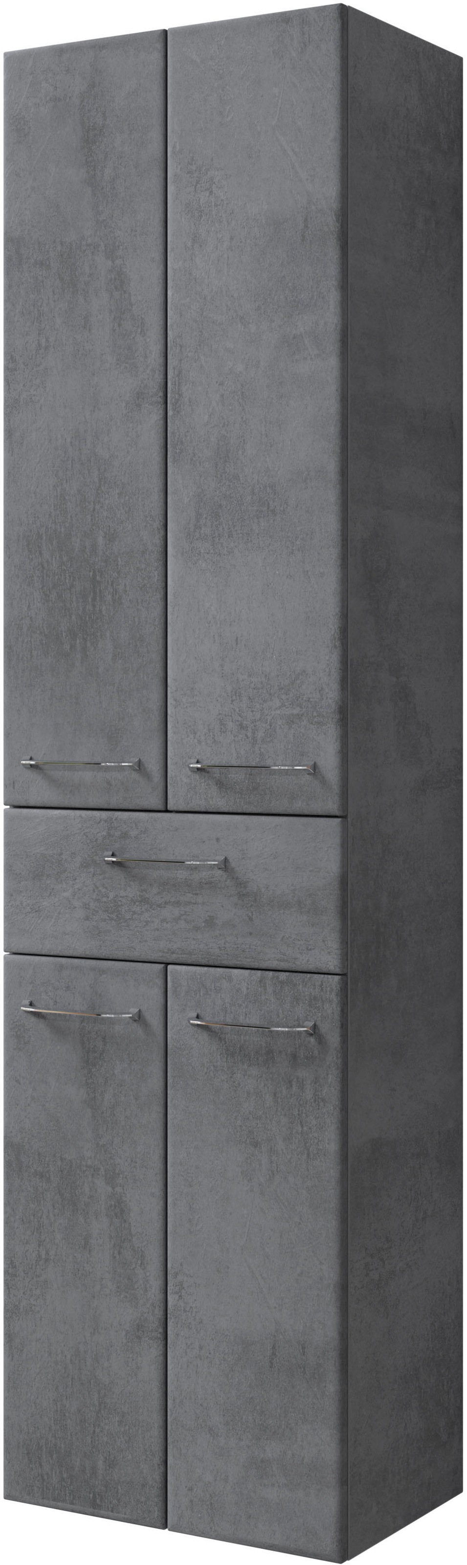 Saphir Hochschrank »Quickset 945 Badschrank, 50 cm breit, 4 Türen, 1 Schublade«, Badezimmer-Hochschrank inkl. Türdämpfer, Griffe in Chrom glänzend