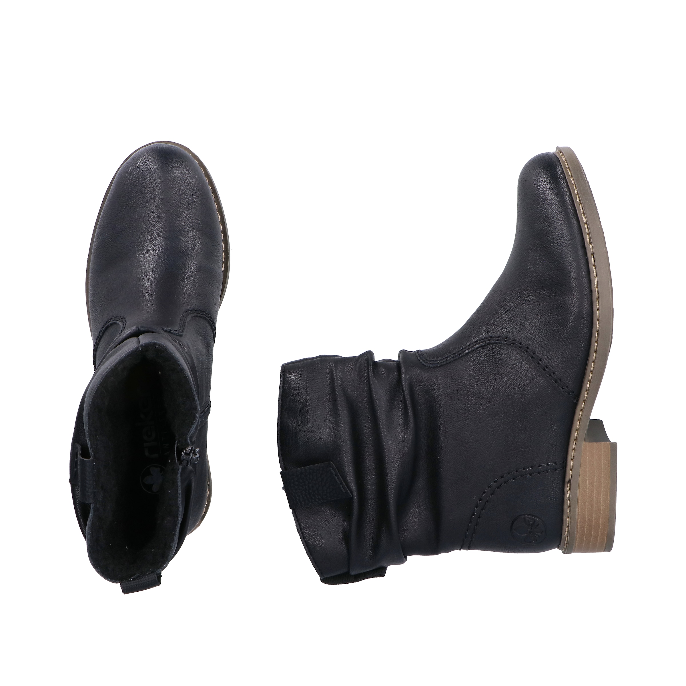 Rieker Winterboots, Winterstiefelette, Blockabsatz, Warmfutter, geraffter slouchy Schaft