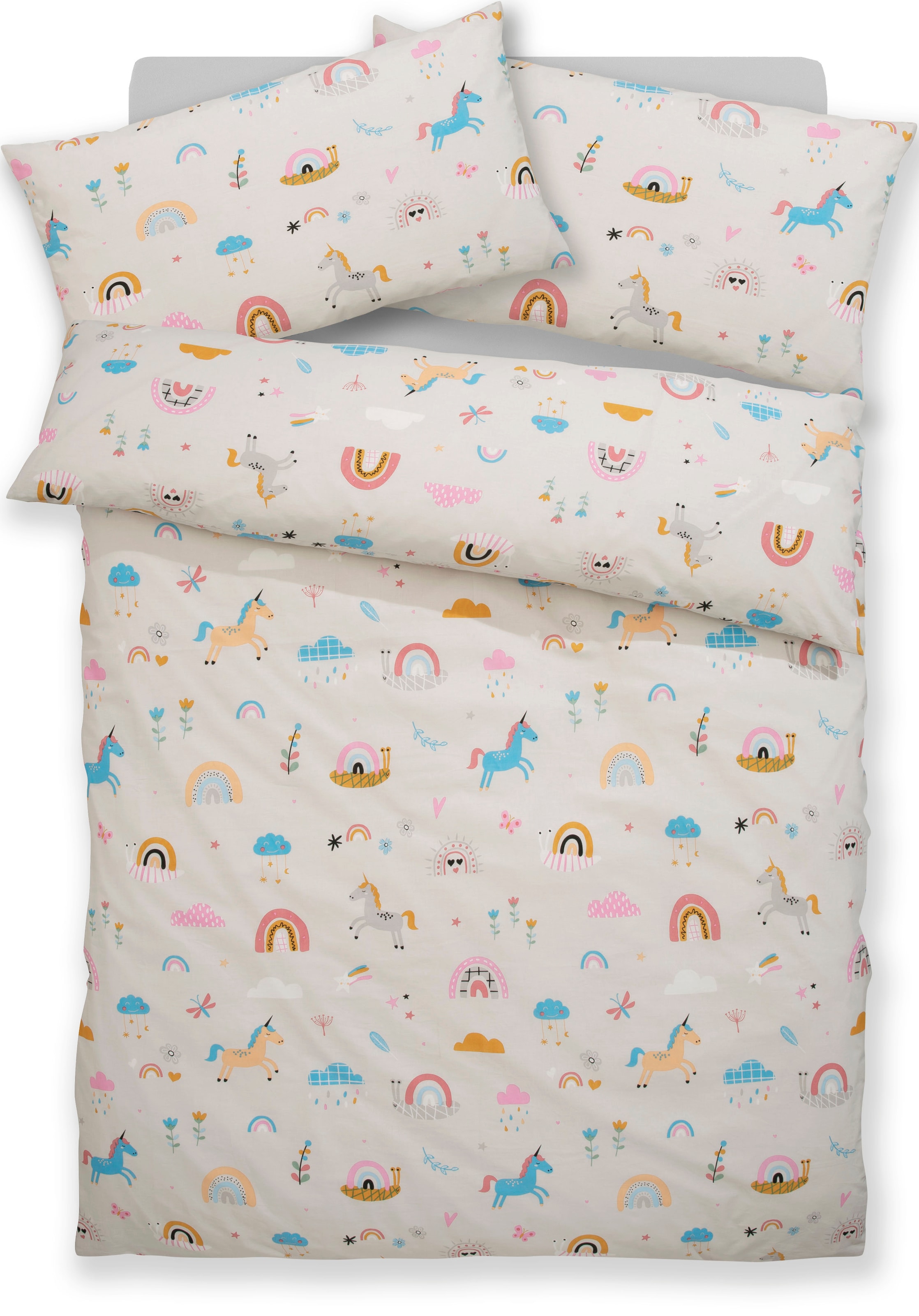 Lüttenhütt Kinderbettwäsche »CUDDLEE«, in vielen Designs: Dino,Einhorn,Weltraum,Baustelle,Herz,Trecker,Safari