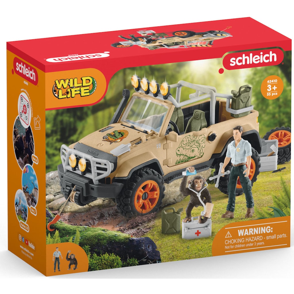 Schleich® Spielzeug-Auto »WILD LIFE, Geländewagen mit Seilwinde (42410)«, (Set)