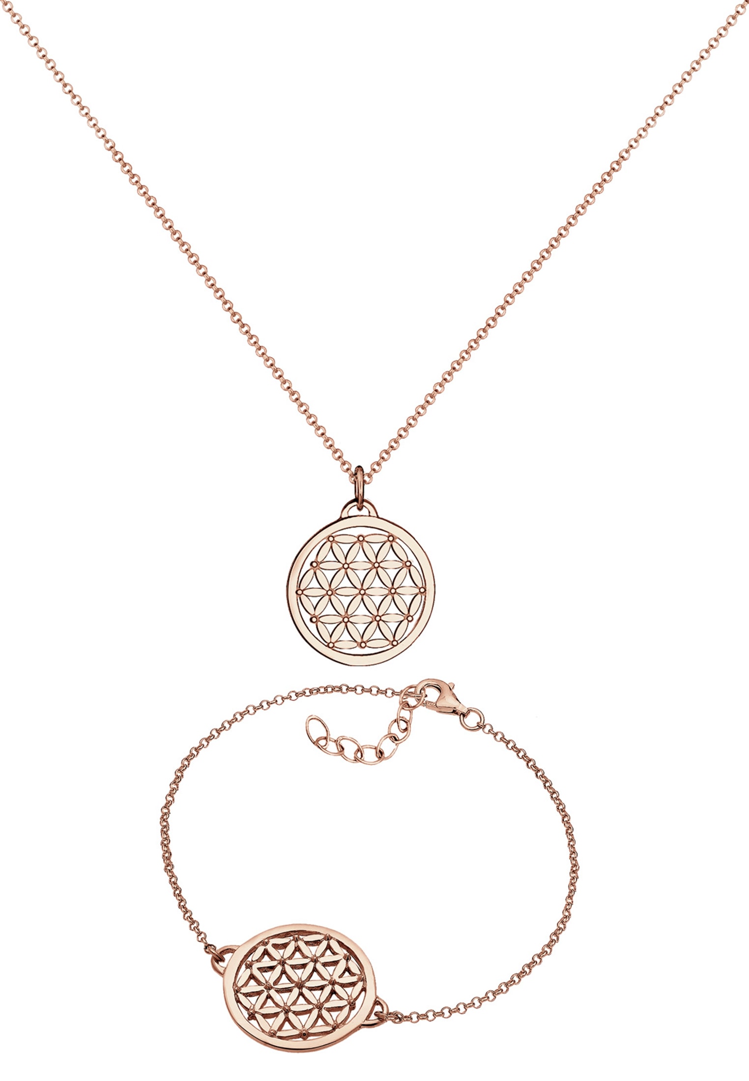 Elli Ohrring und Ketten Set »Schmuckset Set Kette Ohrstecker Blume des Lebens 925 Sterling Silber«