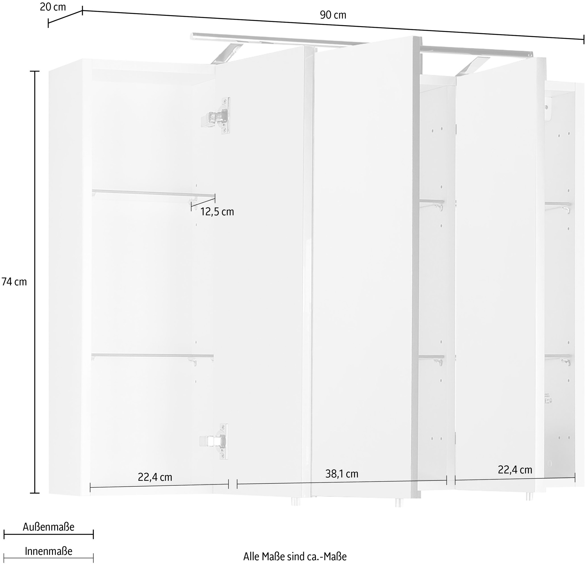 Saphir Spiegelschrank »3040«, Breite 90 cm