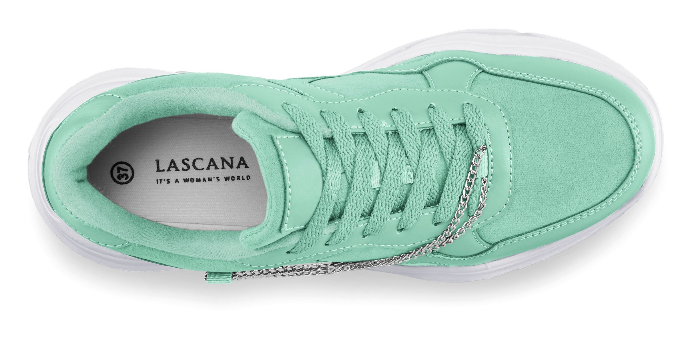 LASCANA Sneaker, mit Chunky-Sohle & Ketten, Schnürhalbschuhe, Freizeitschuhe VEGAN