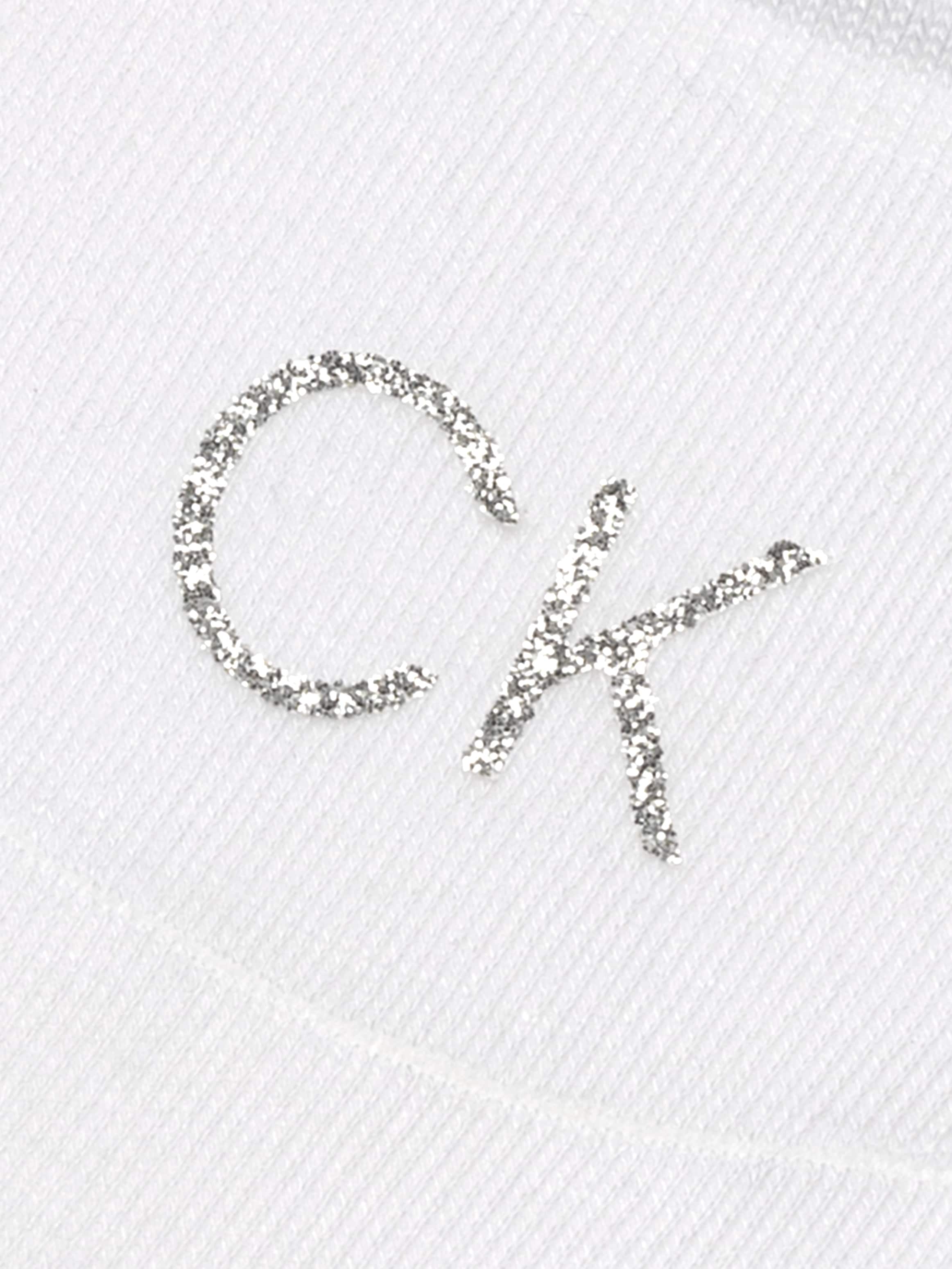 Calvin Klein Jeans Füßlinge »CK WOMEN FOOTIE MID CUT 2P SHINY LOGO«, (2 Paar), Vorn mit kleinem Glitzer-Logo