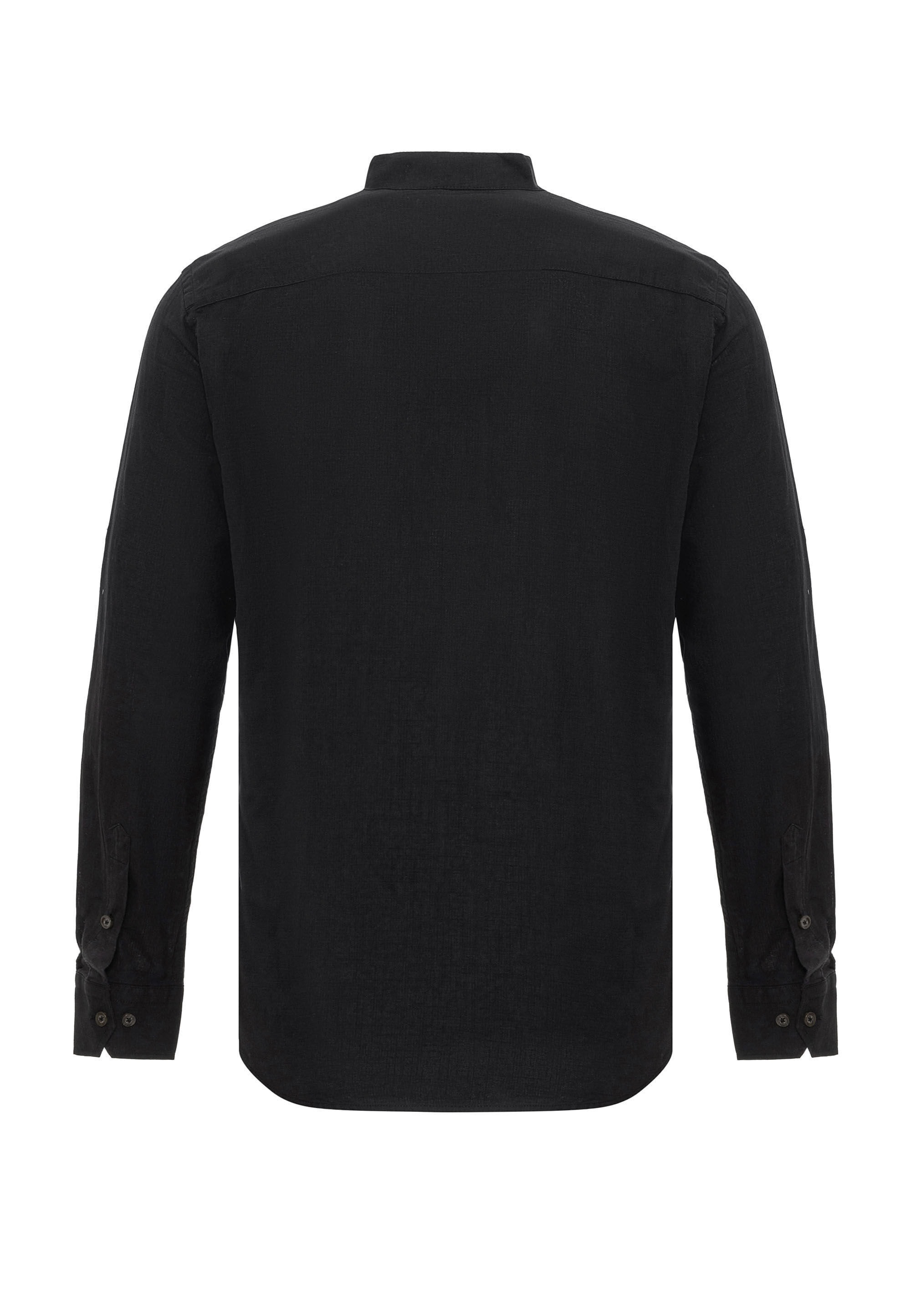 Cipo & Baxx Langarmhemd »CH198« Baumwoll-Leinen Mix