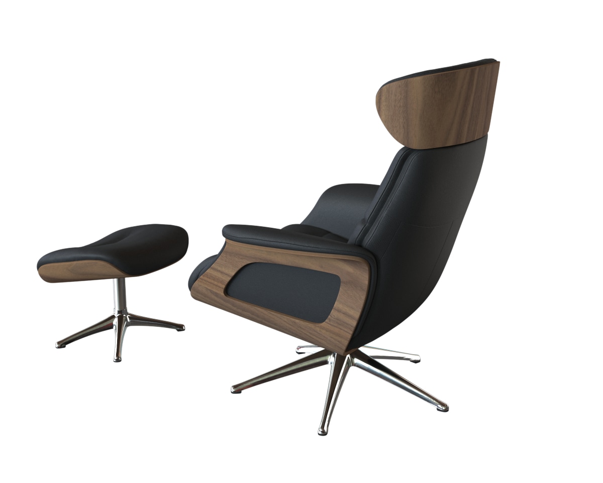 FLEXLUX Relaxsessel »Rücken u. Kopfverstellung, ergonomisch, Airchannels, klasse Komfort«, Rücken- & Kopfteilverstellung, Drehbar, Armlehne Walnuss, Fuß Alu