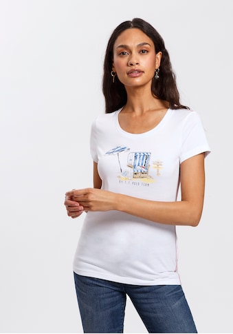 TOM TAILOR Polo Team T-Shirt, mit tollem Strand-Motiv-Aufdruck - NEUE KOLLEKTION kaufen