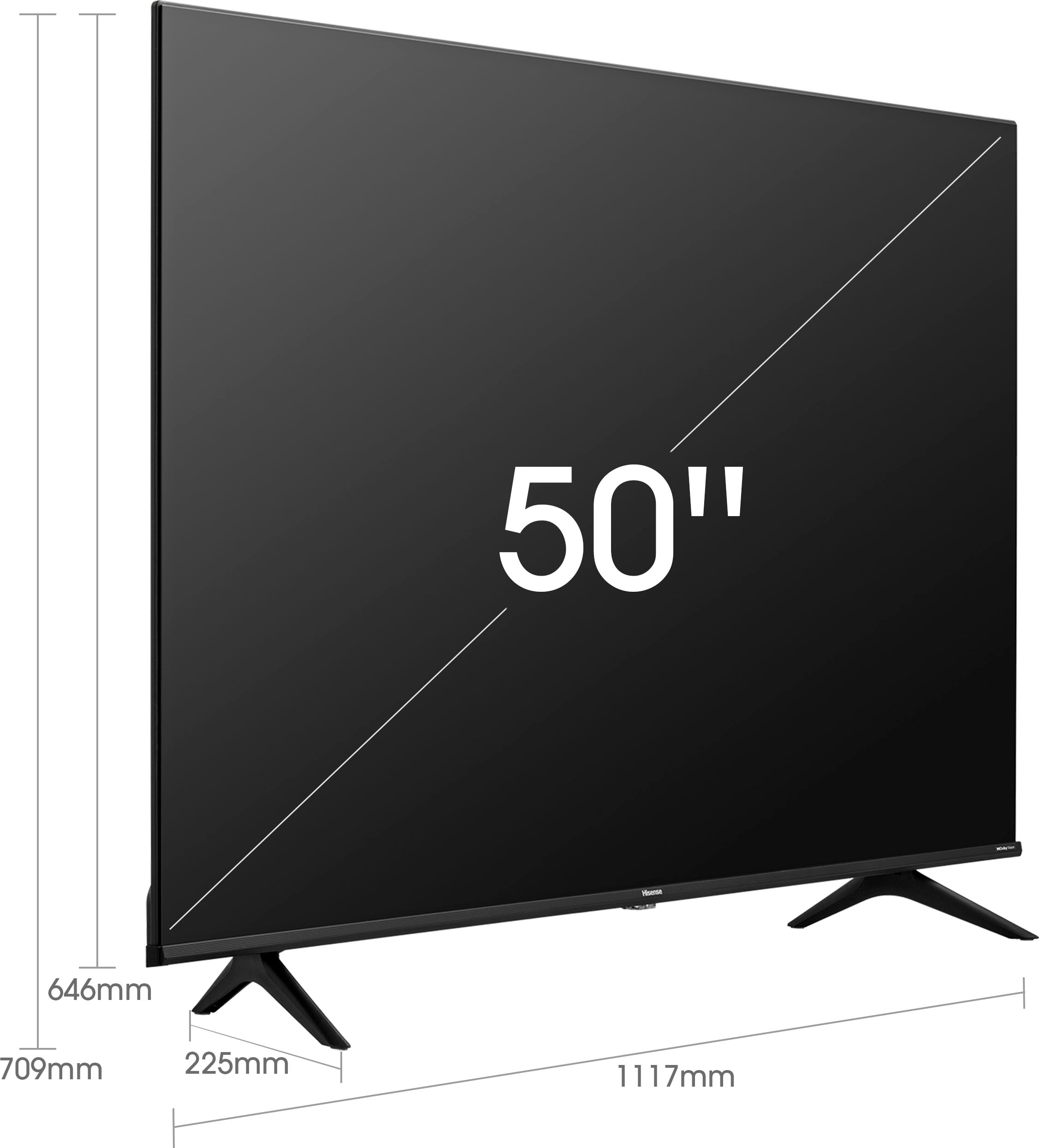 Hisense LED-Fernseher, 126 cm/50 Zoll, 4K Ultra HD, Smart-TV, Triple Tuner DVB-C/S/ S2/ T/ T2, Alexa Built-In, DTS Virtual X
