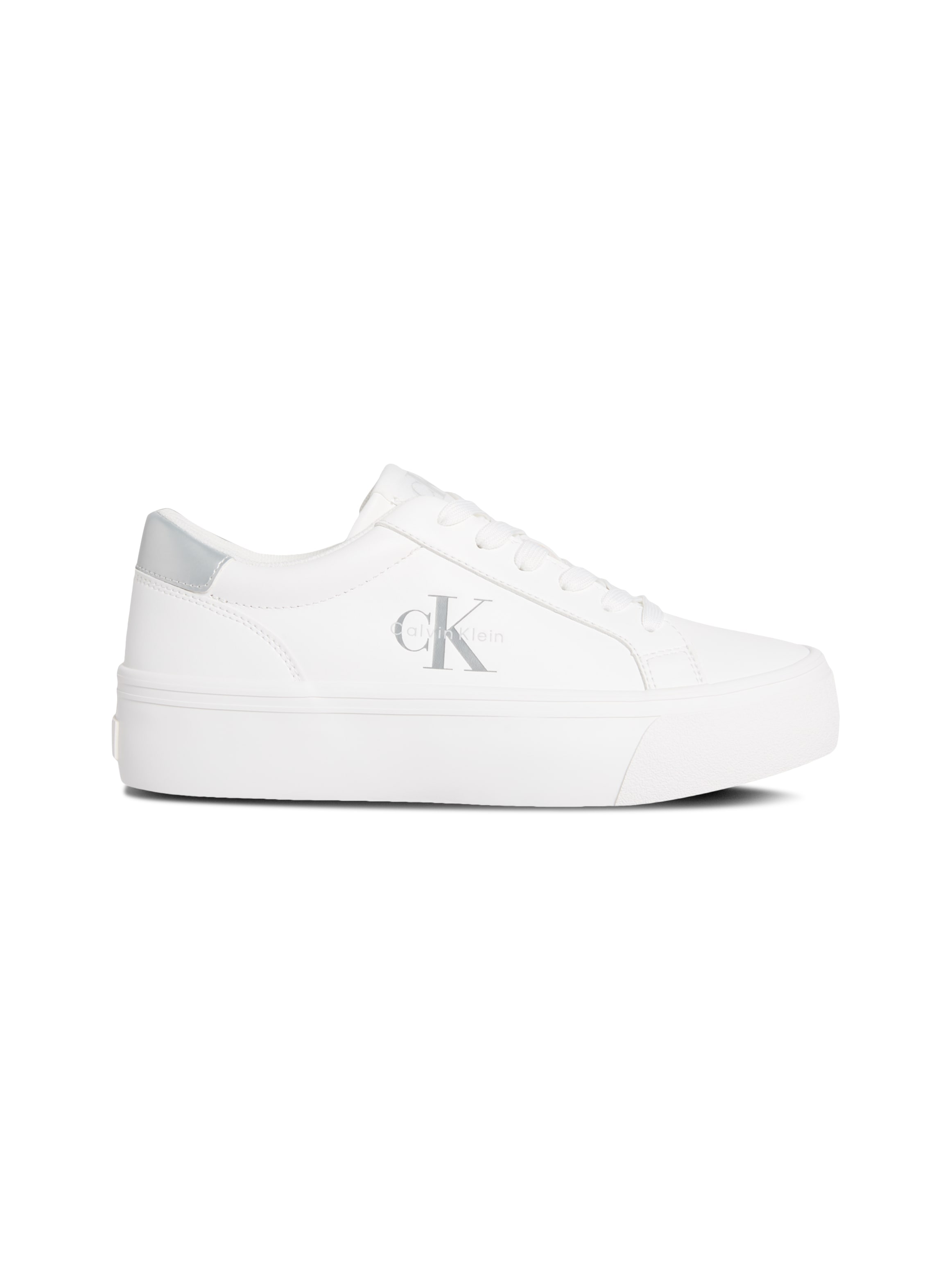 Calvin Klein Jeans Plateausneaker »VULC FLATF LTH SILVER LOGO TAG«, Halbschuh, Schnürschuh, Freizeitsneaker mit Logo