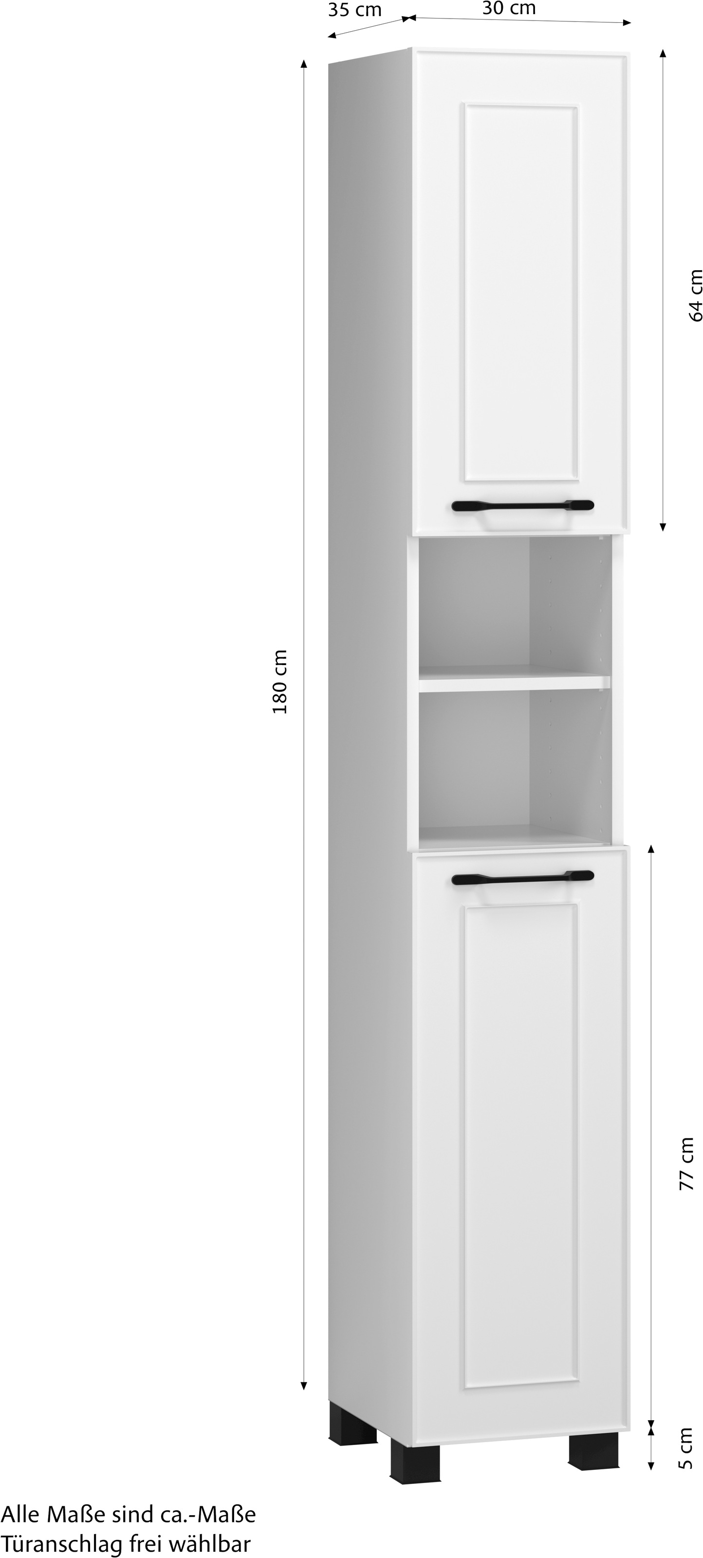 welltime Hochschrank »CADIZ, gedämpfte Scharniere«