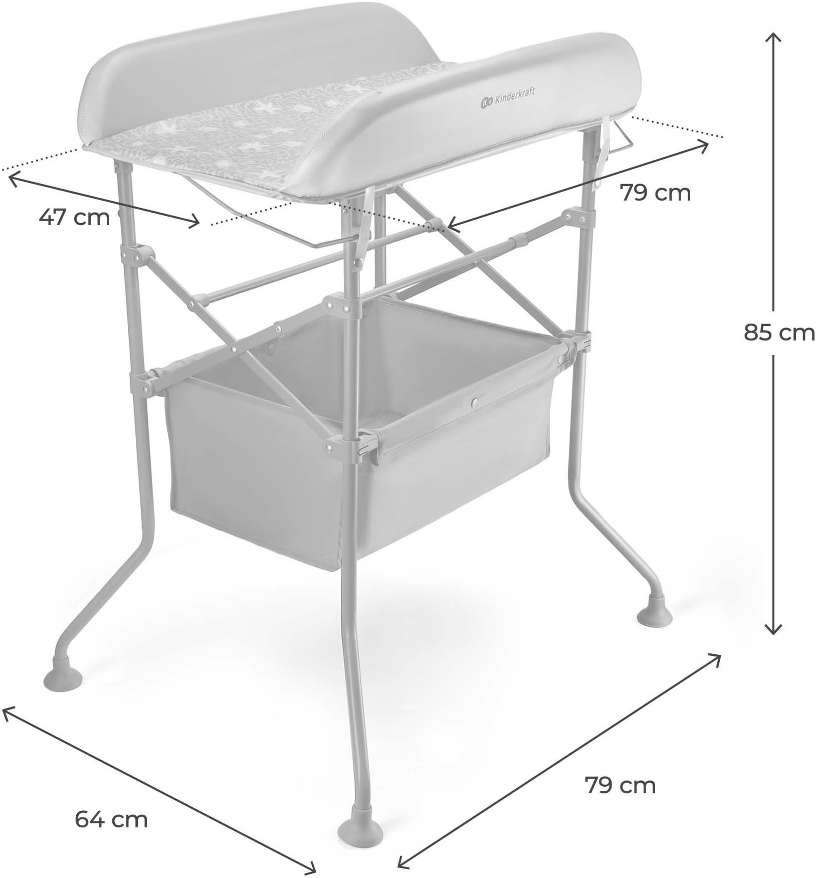 Kinderkraft Babybadewanne »BUBBLY« Höhe 98 cm Ablaufschlauch | zusammenfaltbar mit Wickelauflage