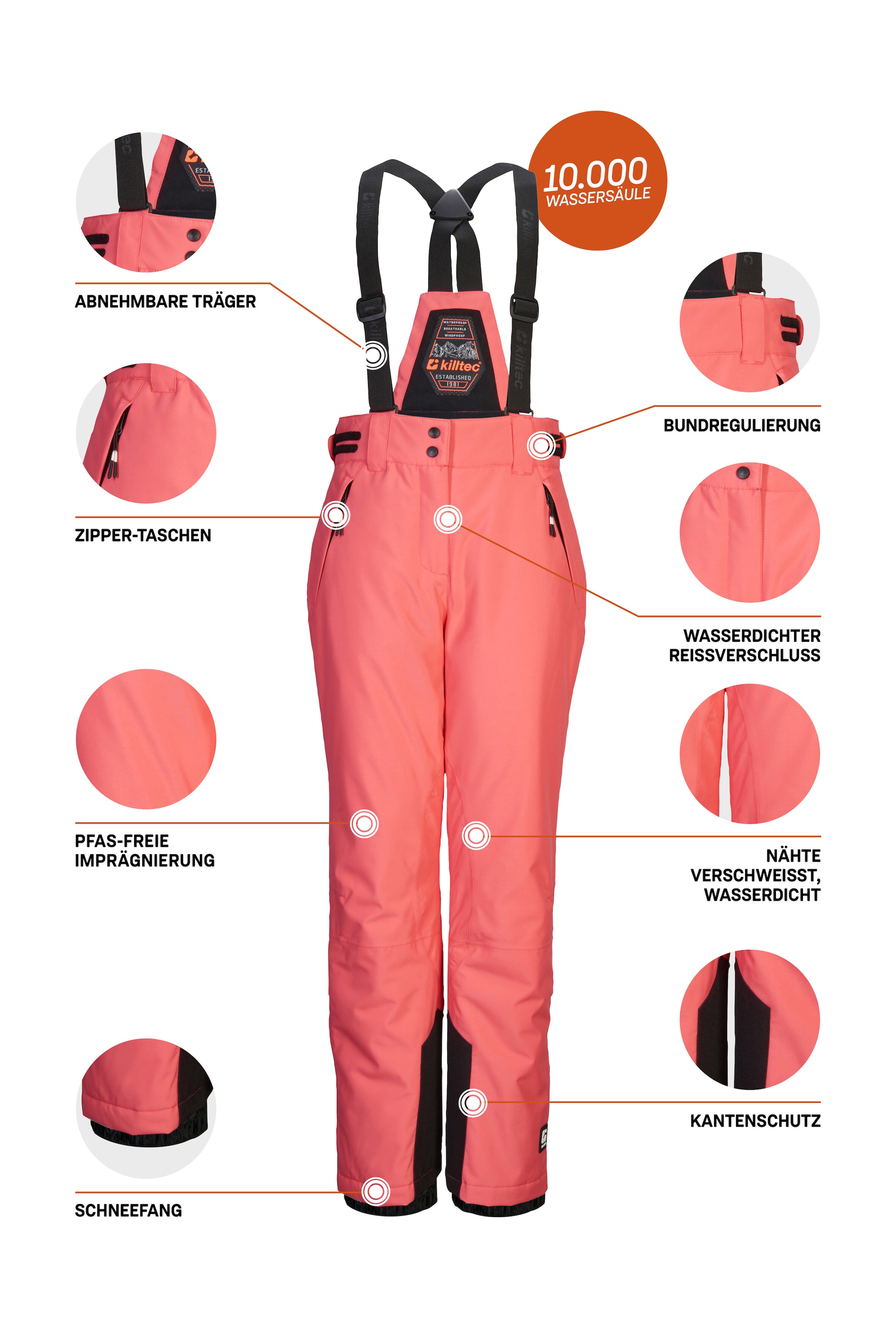 Killtec Skihose »KSW 213 GRLS SKI PNTS«, Wasserdichte, atmungsaktive Skihose mit verstellbarer Taille