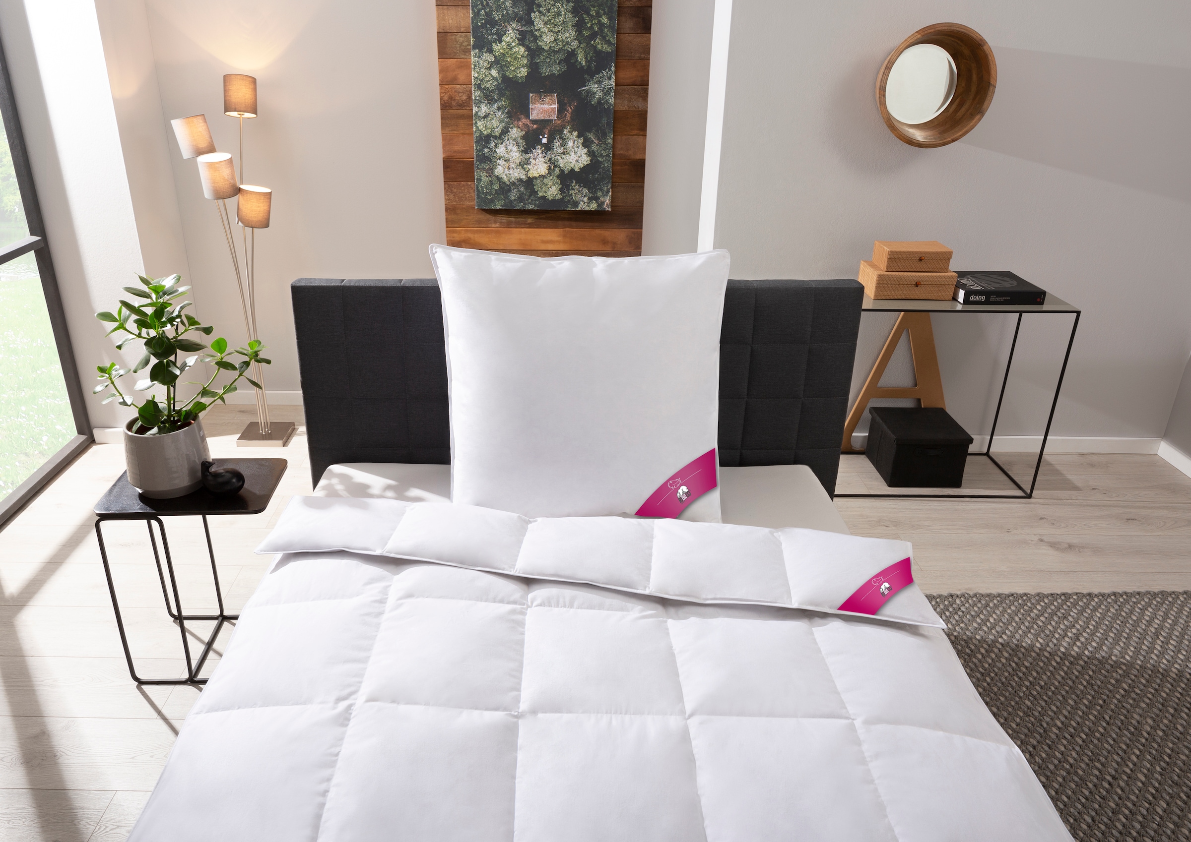 Ribeco Daunenbettdecke + Kopfkissen »Johanna« Wohlfühlkomfort mit den Vorzügen der Natur in weiß, Größe B/L: 40 cm x 80 cm Anzahl Teile 1