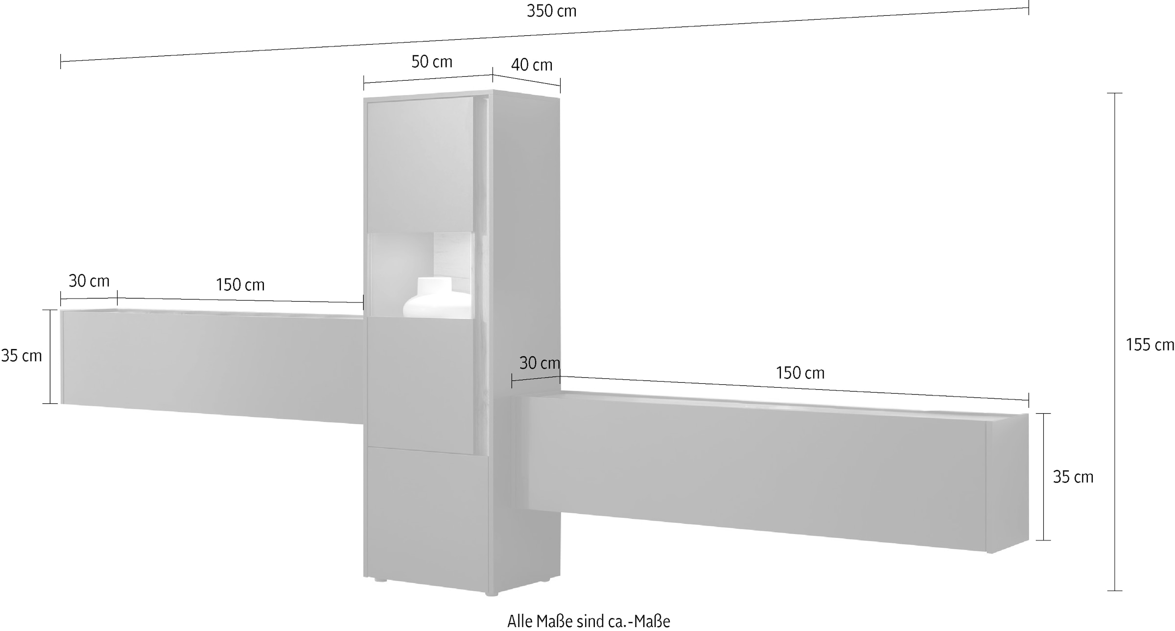 INOSIGN Wohnwand »City/Giron, moderne Anbauwand, Komplettset in vielen Farben verfügbar«, (Set, 3 St.), enthält eine Vitrine & zwei Hängeschränke