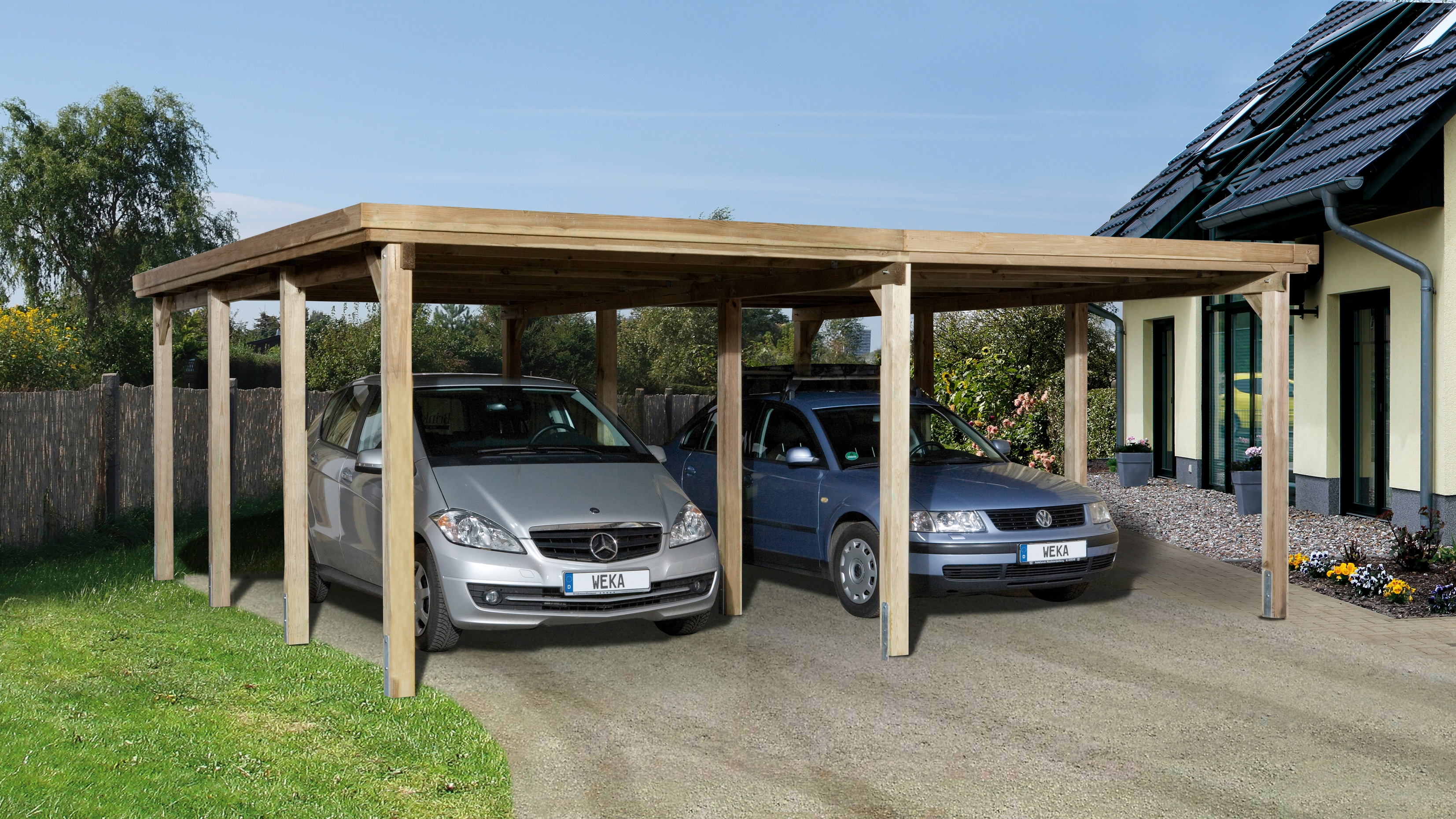 Weka Doppelcarport »Optima 2« Holz 270 cm braun in braun, Größe B/H/T: 215 cm x