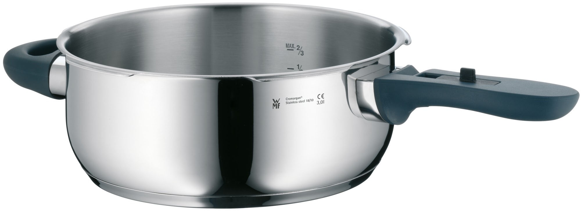 WMF Schnellkochtopf »Perfect RDS«, Cromargan® Edelstahl Rostfrei 18/10, (2 tlg., 1 Dampf-Druckkochtopf (V 6,5l, Ø 22cm), 1 Bratpfanne (V 3,0l, Ø 22cm), Dampfkochtopf mit abnehmbarem Deckelgriff, Induktion
