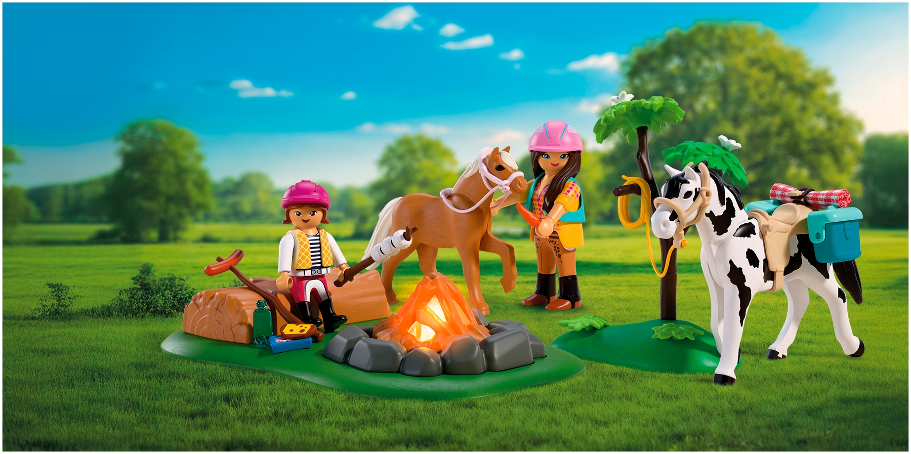 Playmobil® Konstruktions-Spielset »Reitausflug mit Lagerfeuer (72132), I Love Horses« Made in Europe