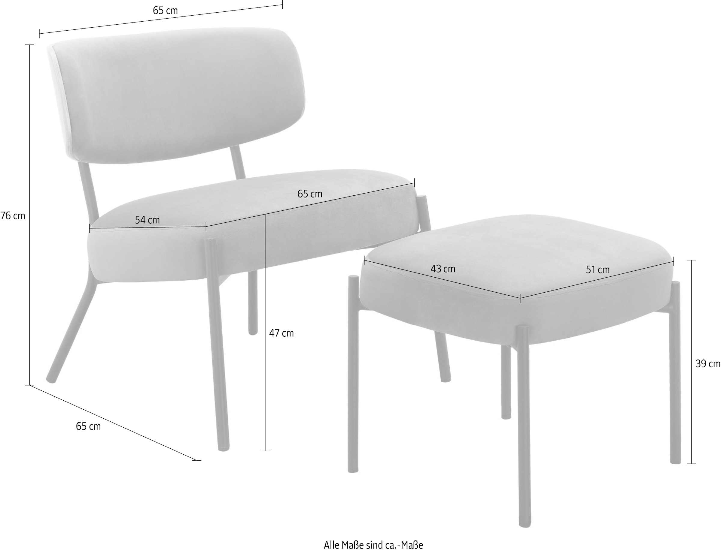 andas Loungesessel »Lovberg in Cord und Easycare-Bezug«, eleganter Sessel mit Hocker