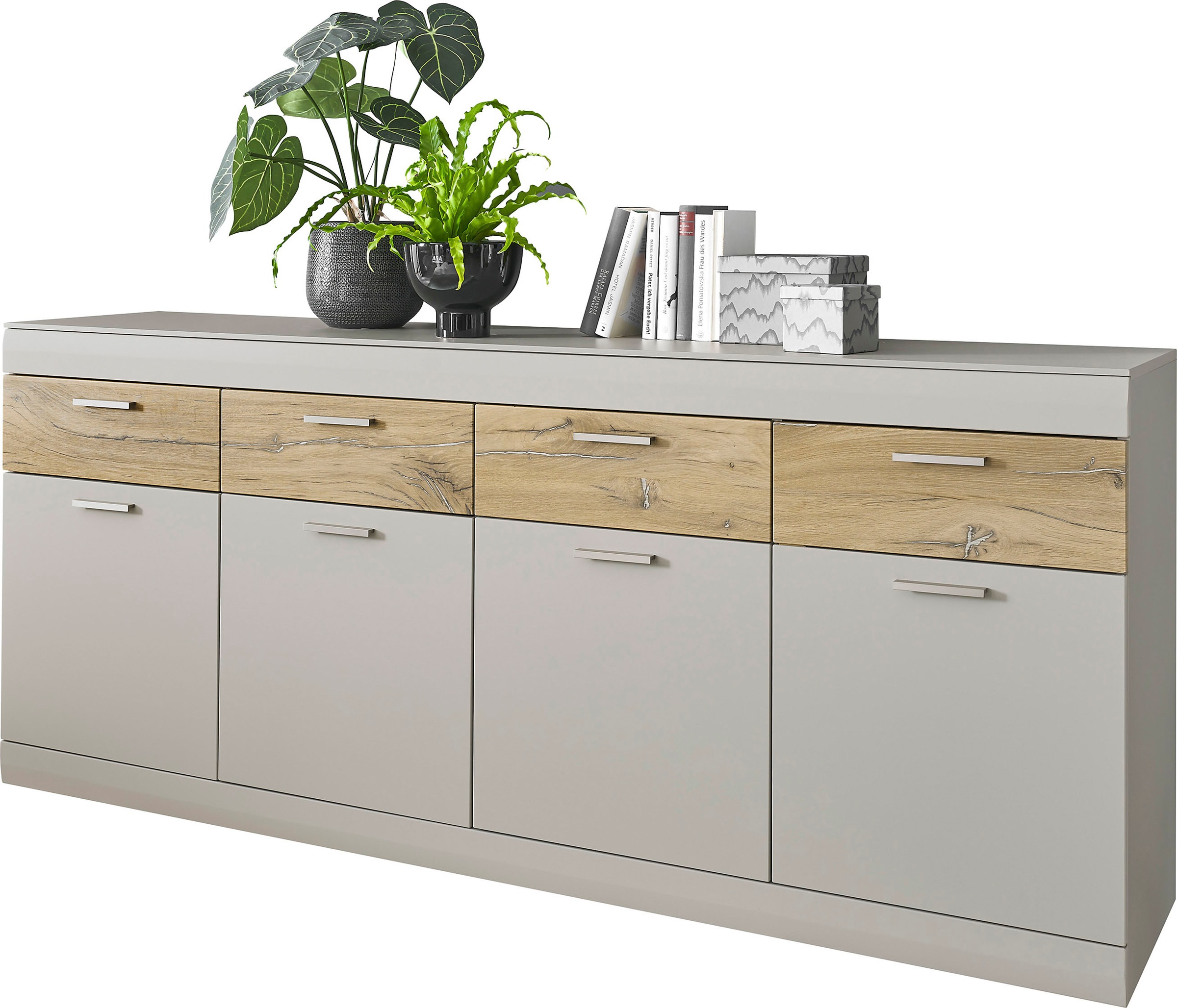 INOSIGN Sideboard »SCARA«, mit Applikation Zinneiche Dekor, Breite 200 cm, mit Softclose-Funktion