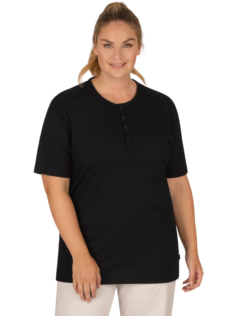 Trigema T-Shirt »TRIGEMA T-Shirt mit Knopfleiste DELUXE Baumwolle«, (1 tlg.)