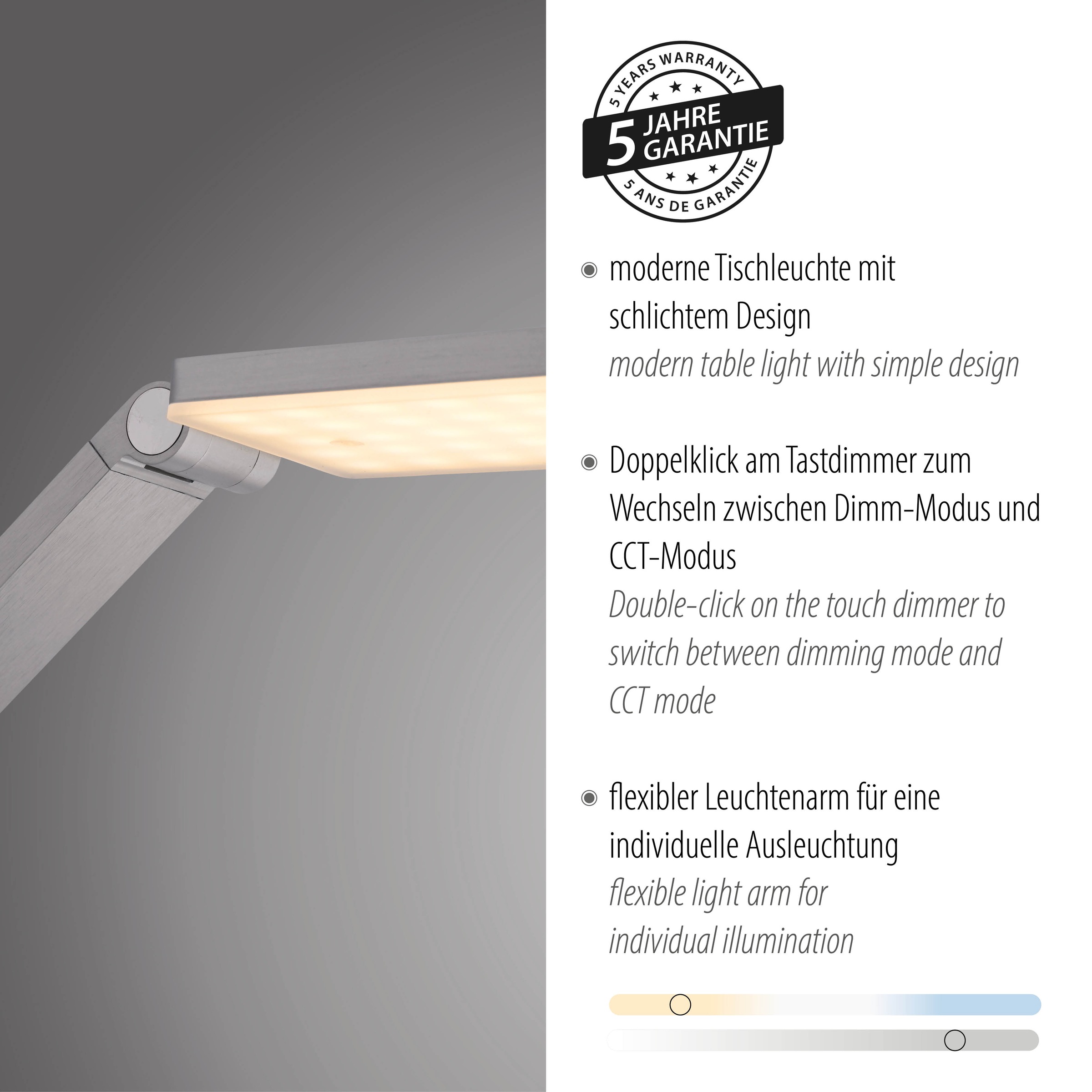 Paul Neuhaus LED Tischleuchte »SAMSKY« LED-Board 1 Stk. warmweiß - kaltweiß Touchdimmer, CCT 2700-5000K, Memoryfunktion, Höhenverstellbar