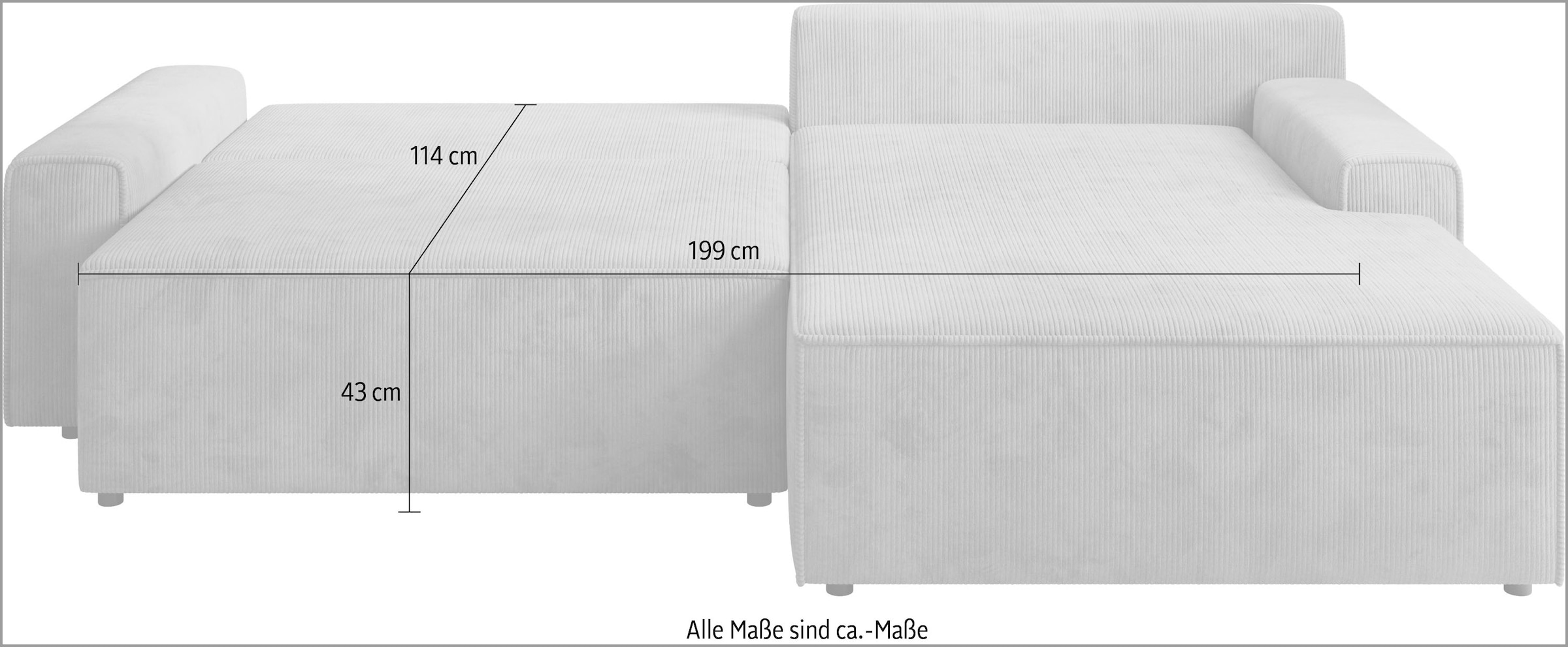 TRENDMANUFAKTUR Ecksofa »Challenge, Schlafsofa mit Bettkasten, Couch in L-Form, Breite 245 cm«, Recamiere beidseitig montierbar, auch in trendigem Cordstoff